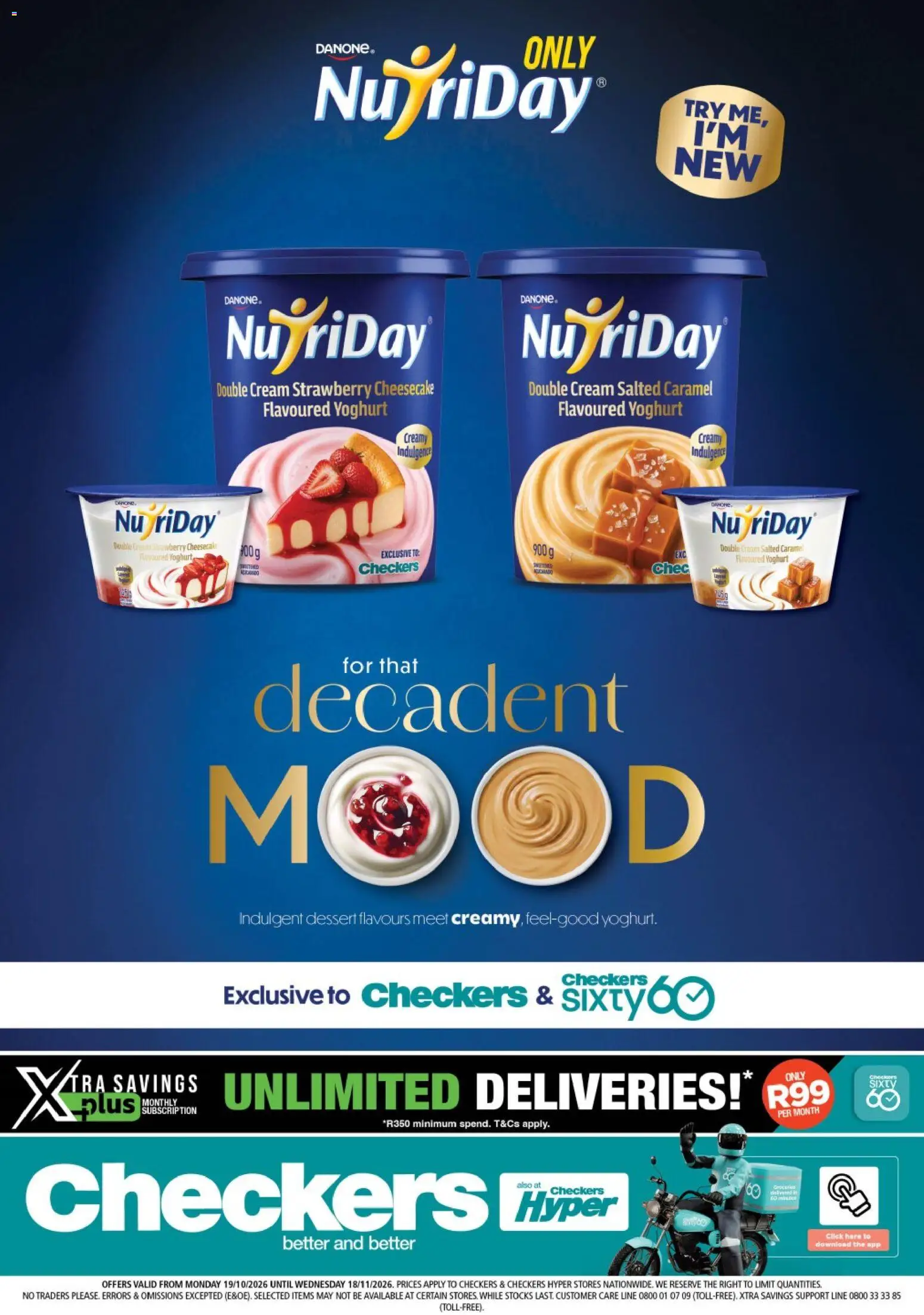 Preview of Checkers flyer valid from 19/10/2026 - Dessert, Cheesecake, Cream, Yoghurt, Caramel