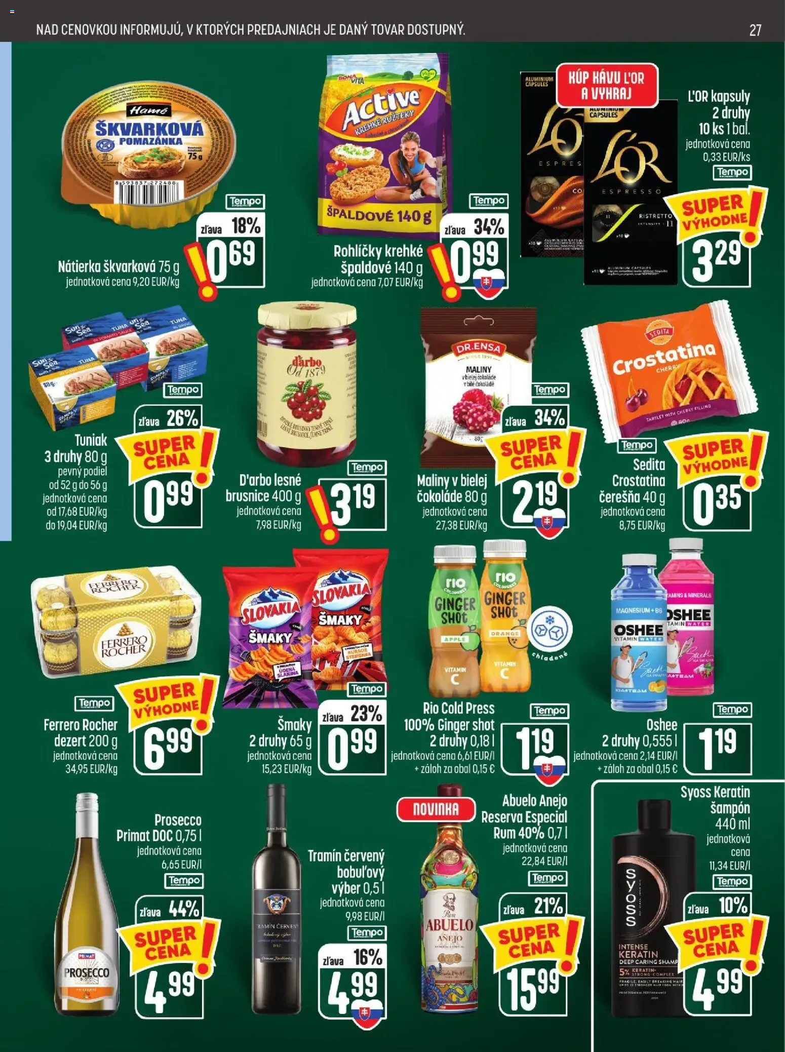 Náhľad COOP Jednota letáku platného od 29.10.2026 - Apple, Rum, Tuniak, Dezert, Brusnice, Slanina, Maliny, Šampón