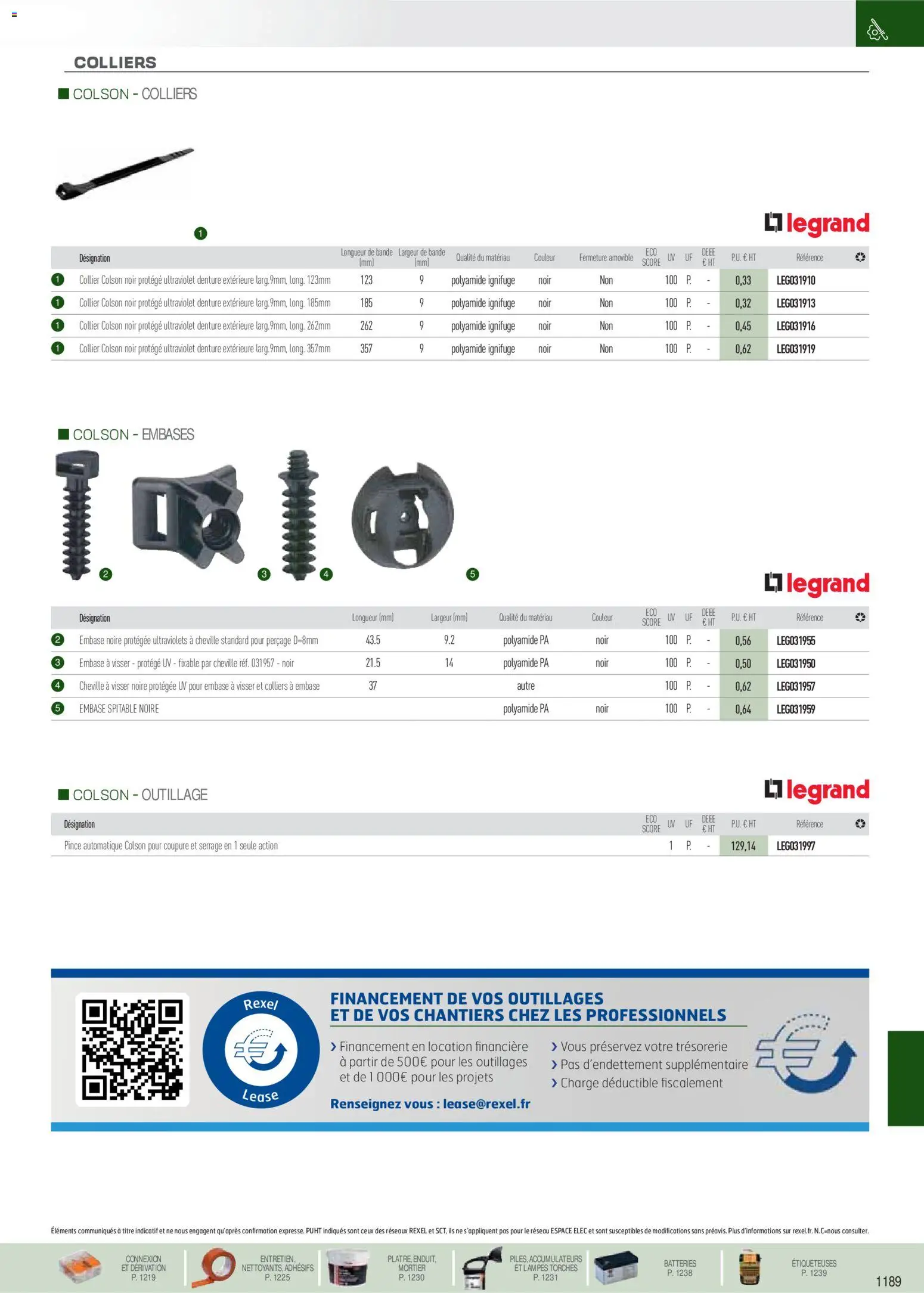 Prévisualisation de Brochure EPI, mesure, outillage, fixations et consommables du magasin Rexel formulaire valide 18/11/2025 - Collier, Mortier, Pince