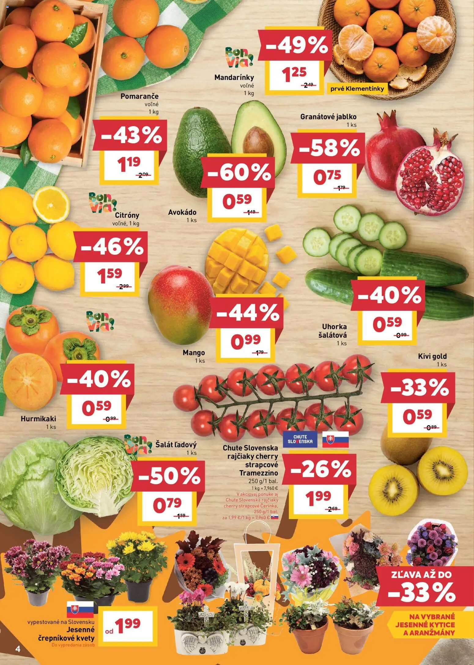 Náhľad Billa letáku platného od 28.10.2026 - Mango, Hurmikaki, Avokádo, Šalát, Uhorka, Granátové jablko, Mandarinky, Uhorka šalátová