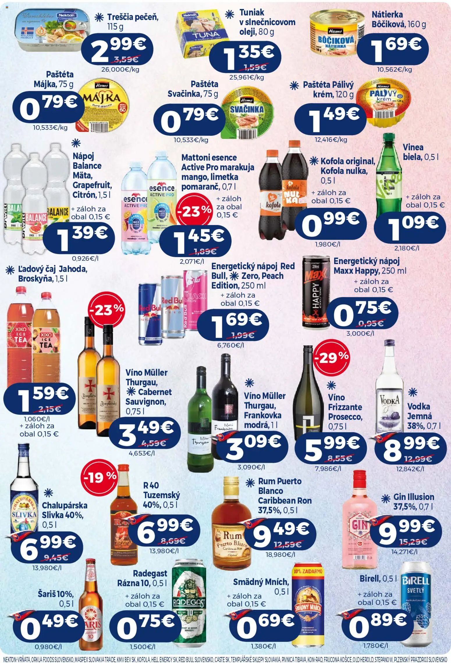 Náhľad Milk Agro letáku platného od 23.09.2026 - Víno, Vodka, Tuniak, Birell, Šariš, Limetka, Paštéta, Krém