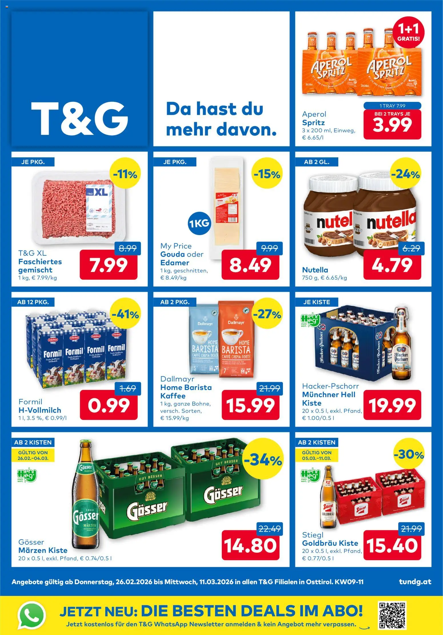Vorschau der Angebote: T&G Osttirol gültig ab 26.02.2026 - Eis, Kaffee, Aperol, Nutella