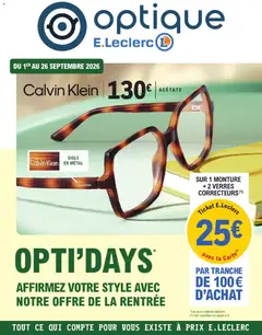 Prévisualisation de E.Leclerc Opti'Days de la rentrée du magasin E.Leclerc formulaire valide 01/09/2026