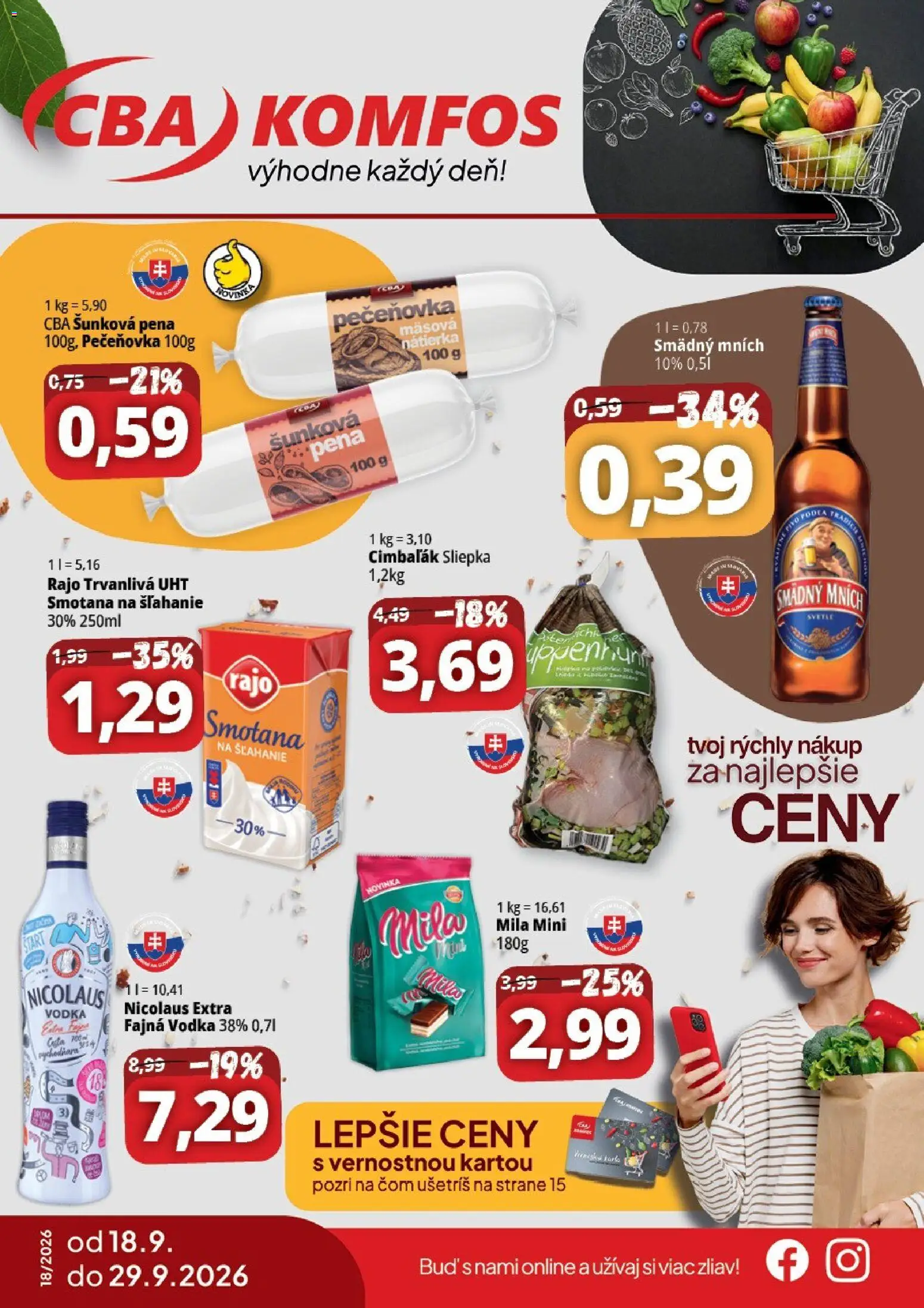 Náhľad CBA Komfos letáku platného od 18.09.2026