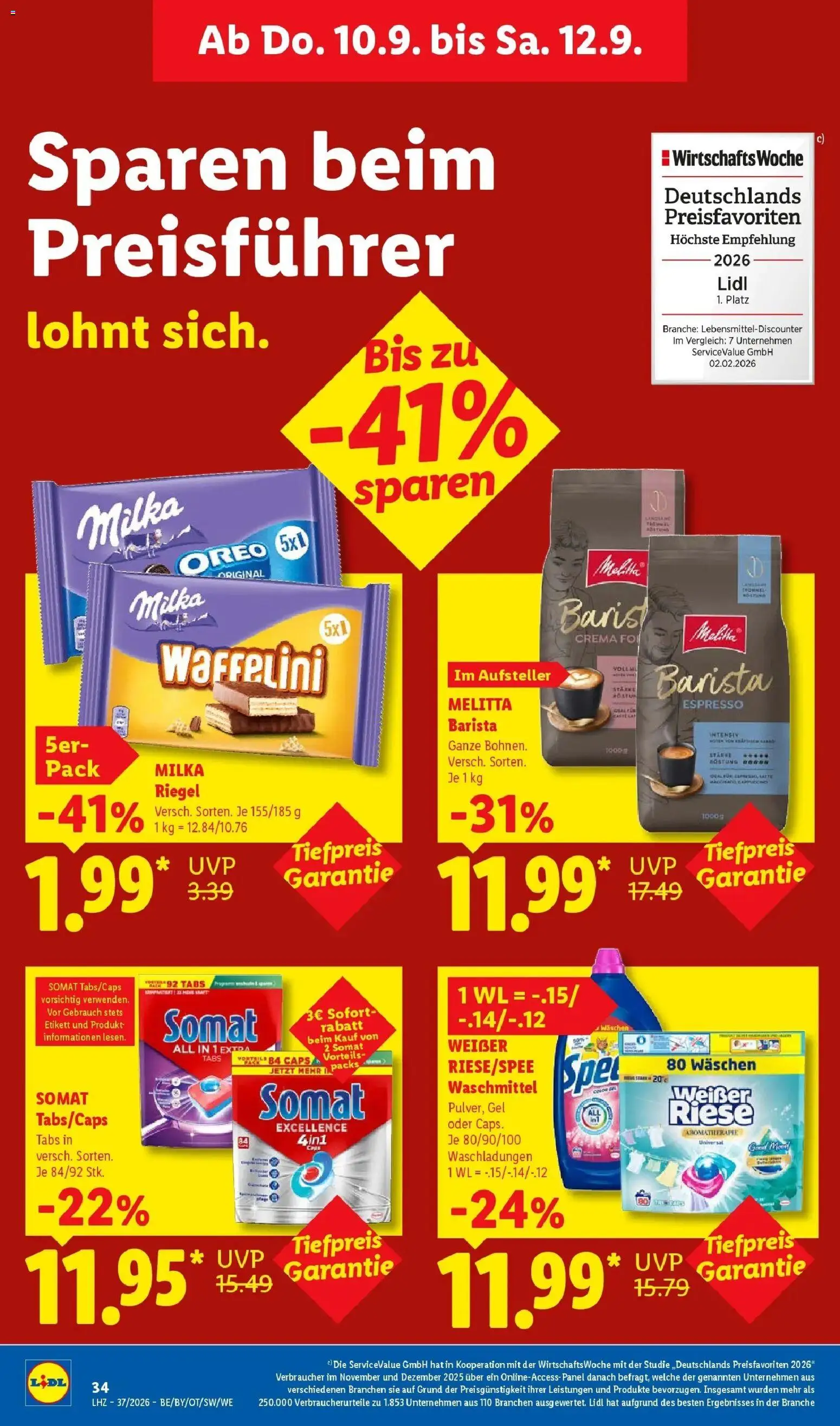Vorschau von dem Prospekt des Geschäftes Lidl, gültig ab dem 07.09.2026 - Milka, Waschmittel, Melitta