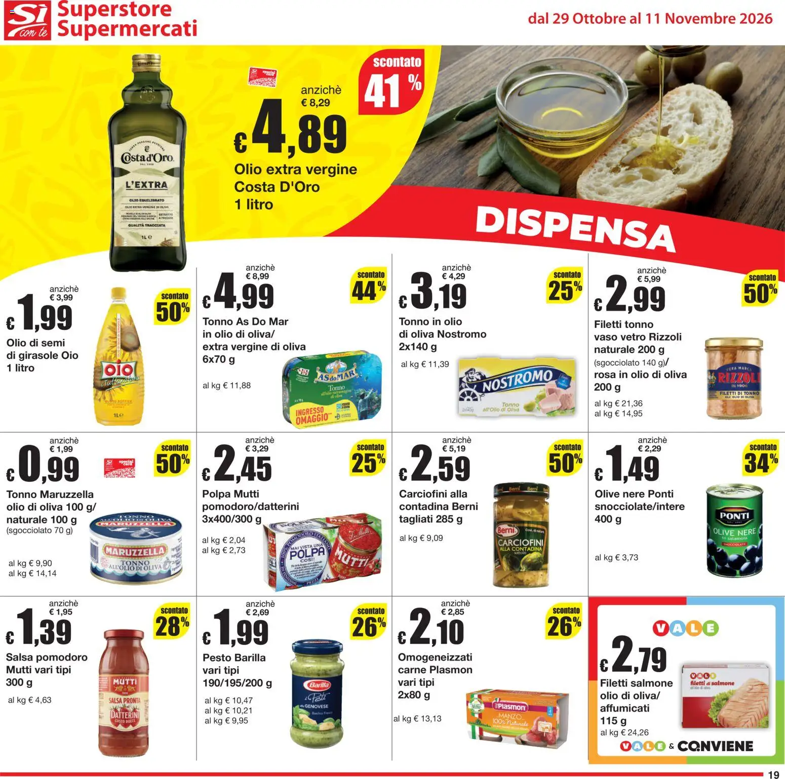 Anteprima dell'opuscolo Sì con Te volantino Superstore, Supermercati dal negozio Sì con Te valido da 29/10/2026 - Pomodoro, Olio, Tonno, Barilla, Pesto, Olive, Mutti, Olio extra vergine