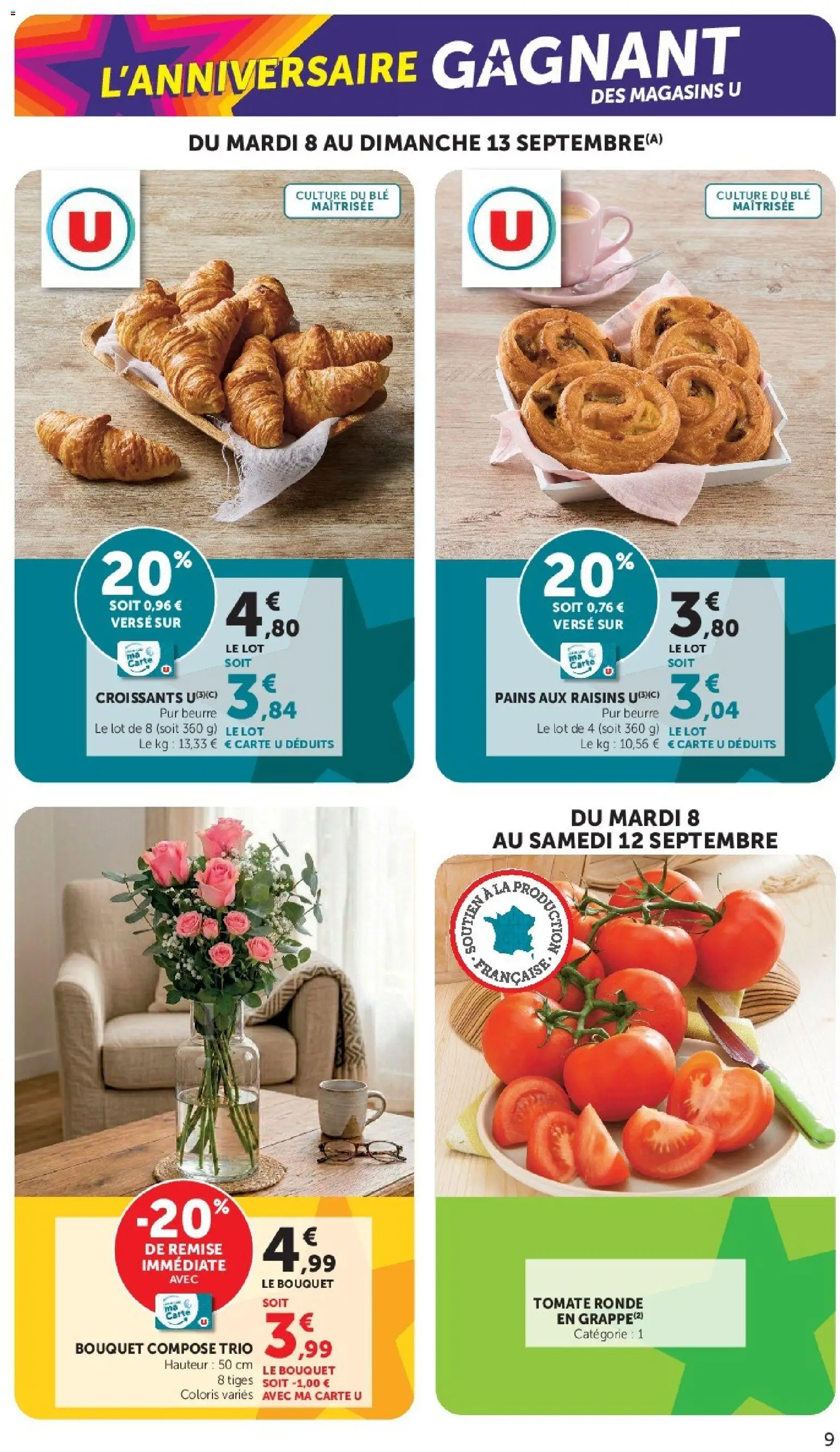 Prévisualisation de Hyper U catalogue du magasin Hyper U formulaire valide 08/09/2026 - Tomate, Beurre, Raisins, Blé