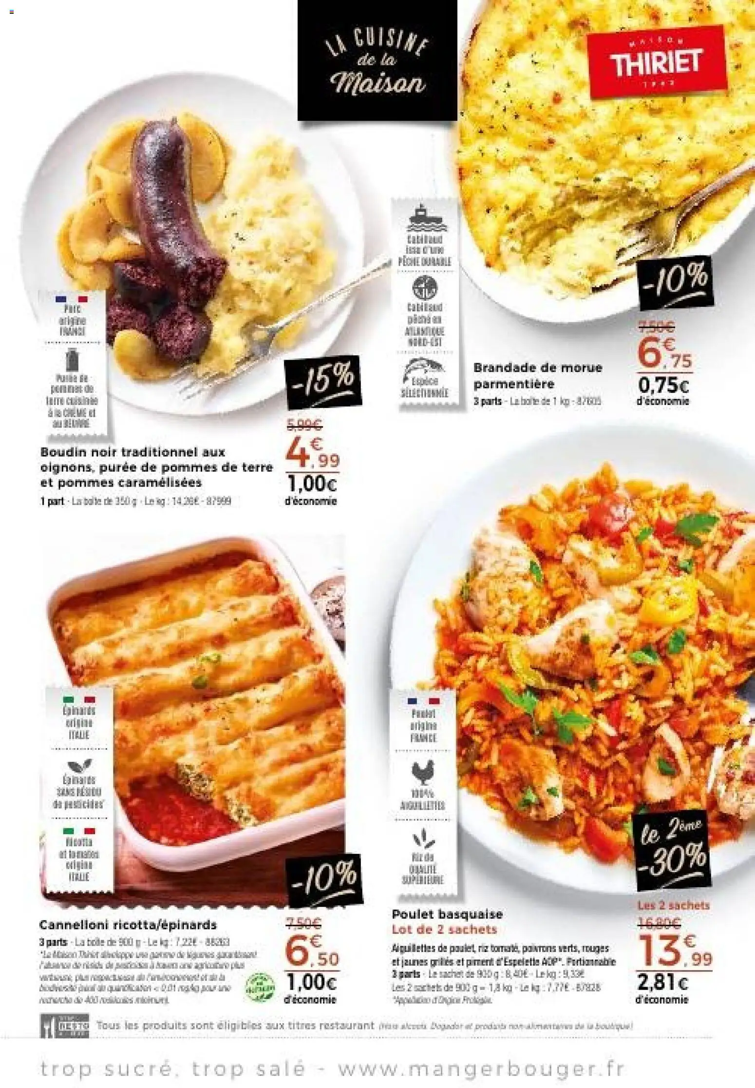 Prévisualisation de Thiriet catalogue du magasin Thiriet formulaire valide 24/08/2026 - Poulet, Cannelloni, Pommes de terre, Morue, Boudin noir, Boudin, Piment, Piment d'espelette