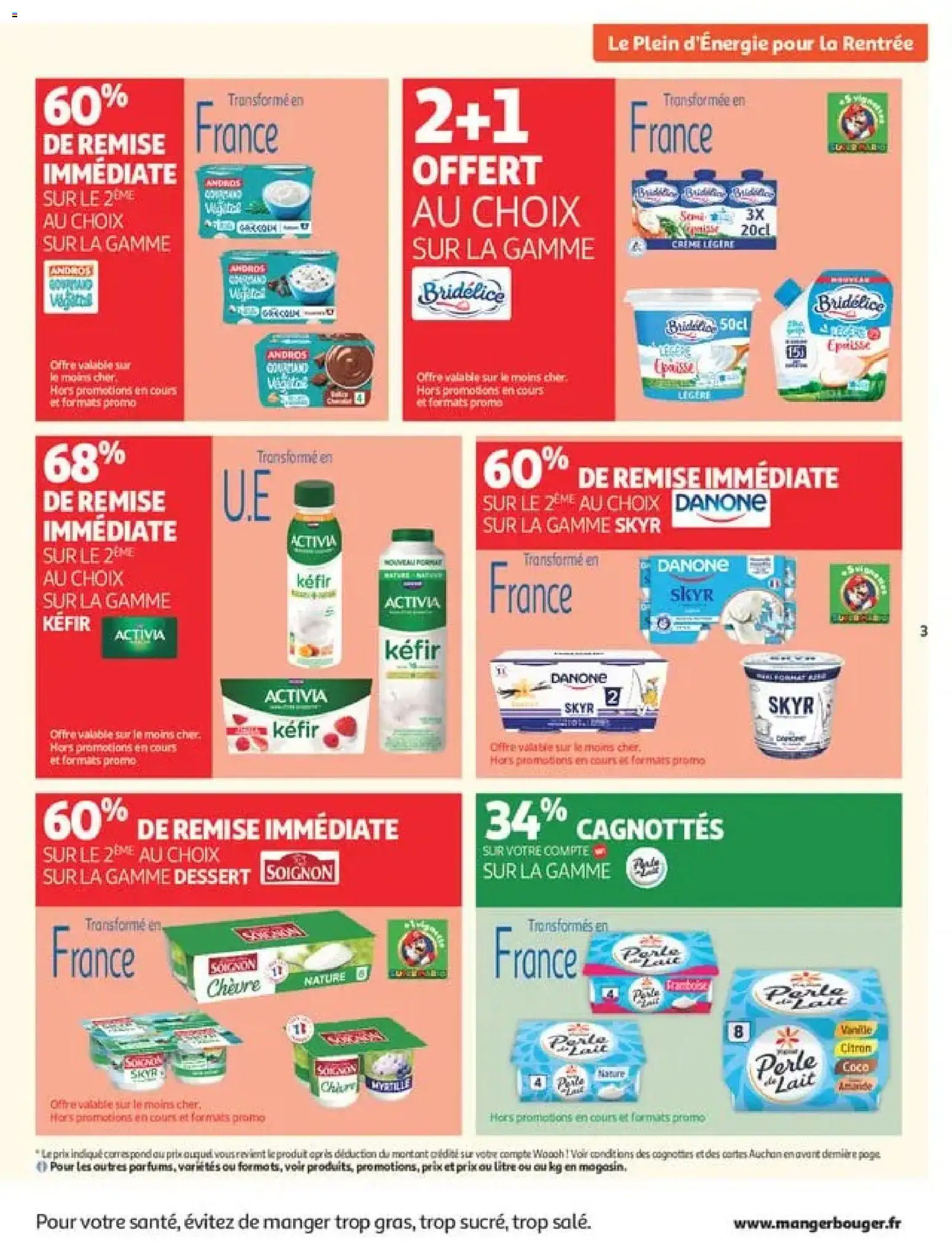 Prévisualisation de Auchan Ménage rentrée hypers du magasin Auchan formulaire valide 08/09/2026 - Dessert, Lait, Citron, Framboise, Vanille, Perle de lait, Crème légère, Bridélice