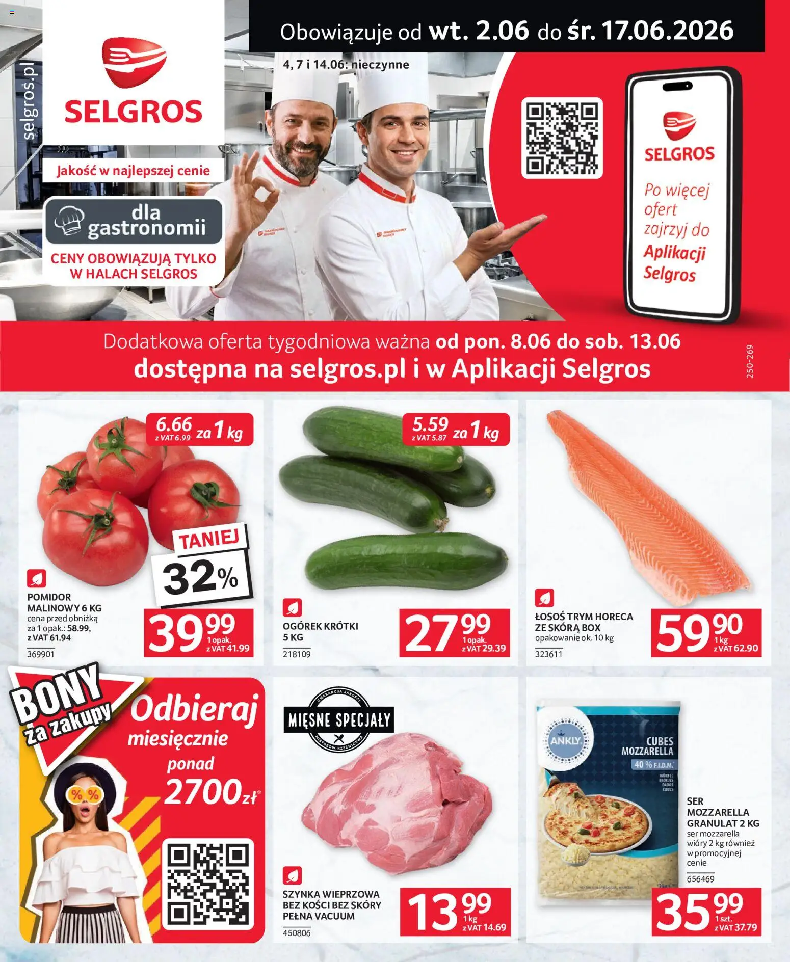 Pogląd gazetki "Selgros cash&carry gazetka - Oferta dla gastronomii" ze sklepu Selgros cash&carry ważnej od 02.06.2026 - Pomidor, Ser, Ogórek, Łosoś, Szynka, Specjały, Pomidor malinowy, Szynka wieprzowa