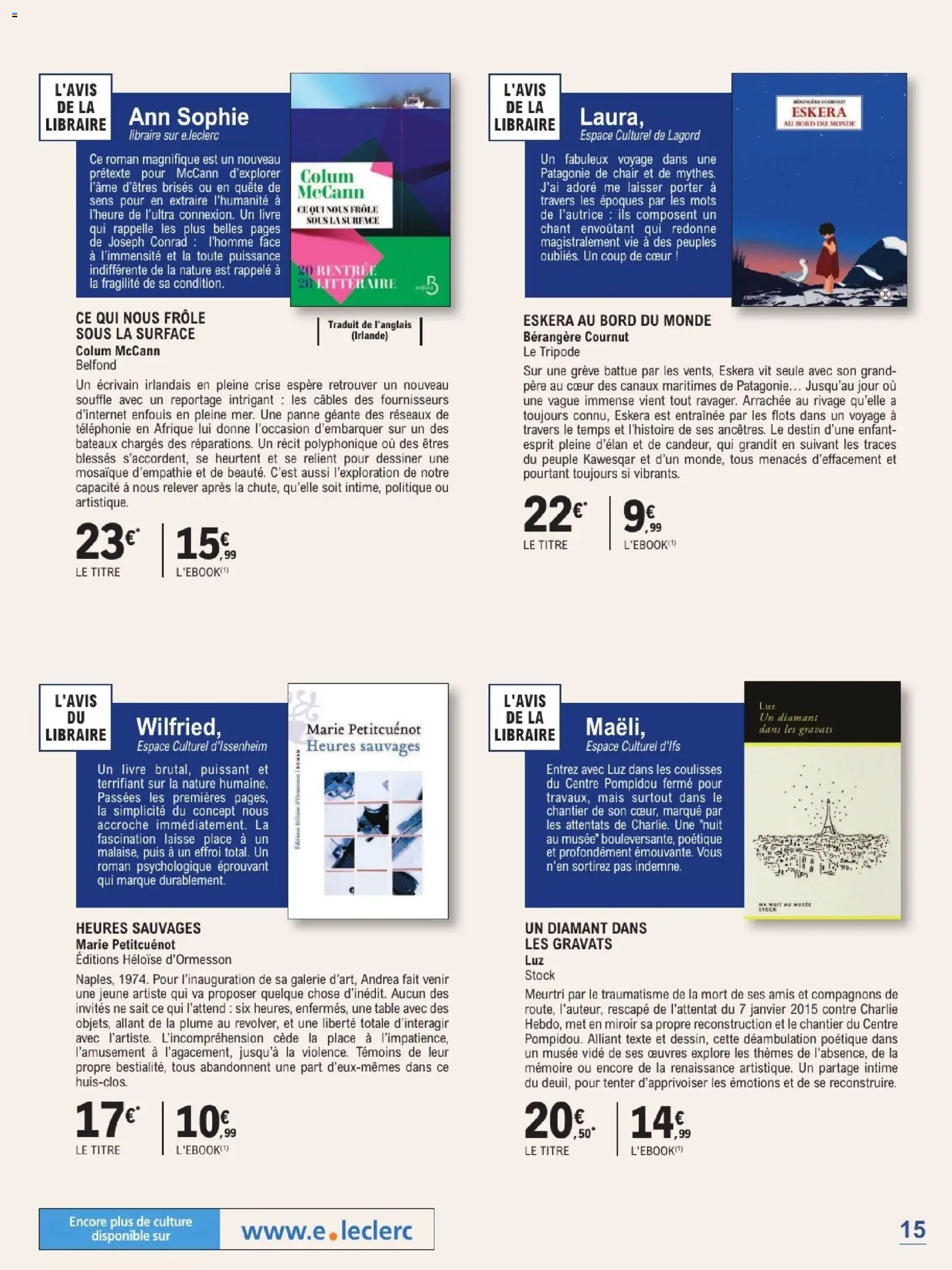 Prévisualisation de E.Leclerc Guide rentree litteraire du magasin E.Leclerc formulaire valide 01/09/2026 - Miroir, Livre, Mais, Table
