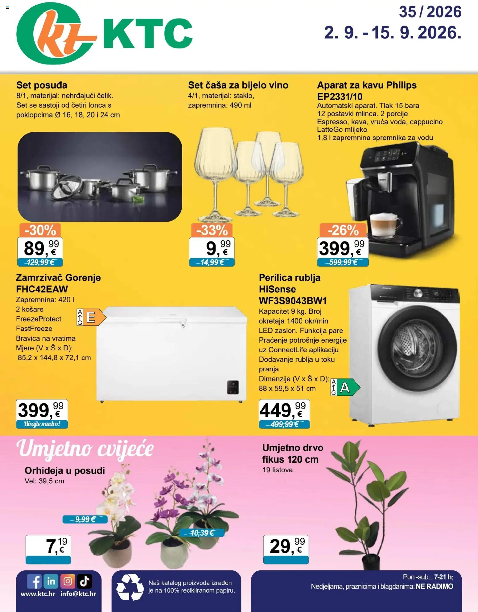 Pregled letka KTC Katalog tehnike i posuđa trgovine KTC vrijedi od 02.09.2026