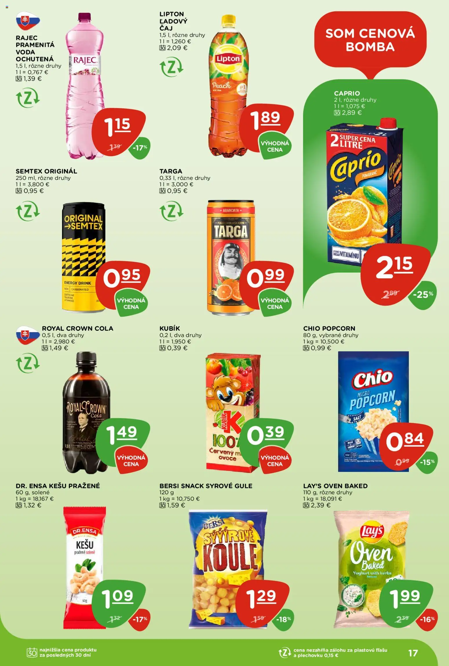 Náhľad Terno letáku platného od 22.10.2026 - Rajec, Voda, Popcorn, Cola, Kešu, Syrové gule