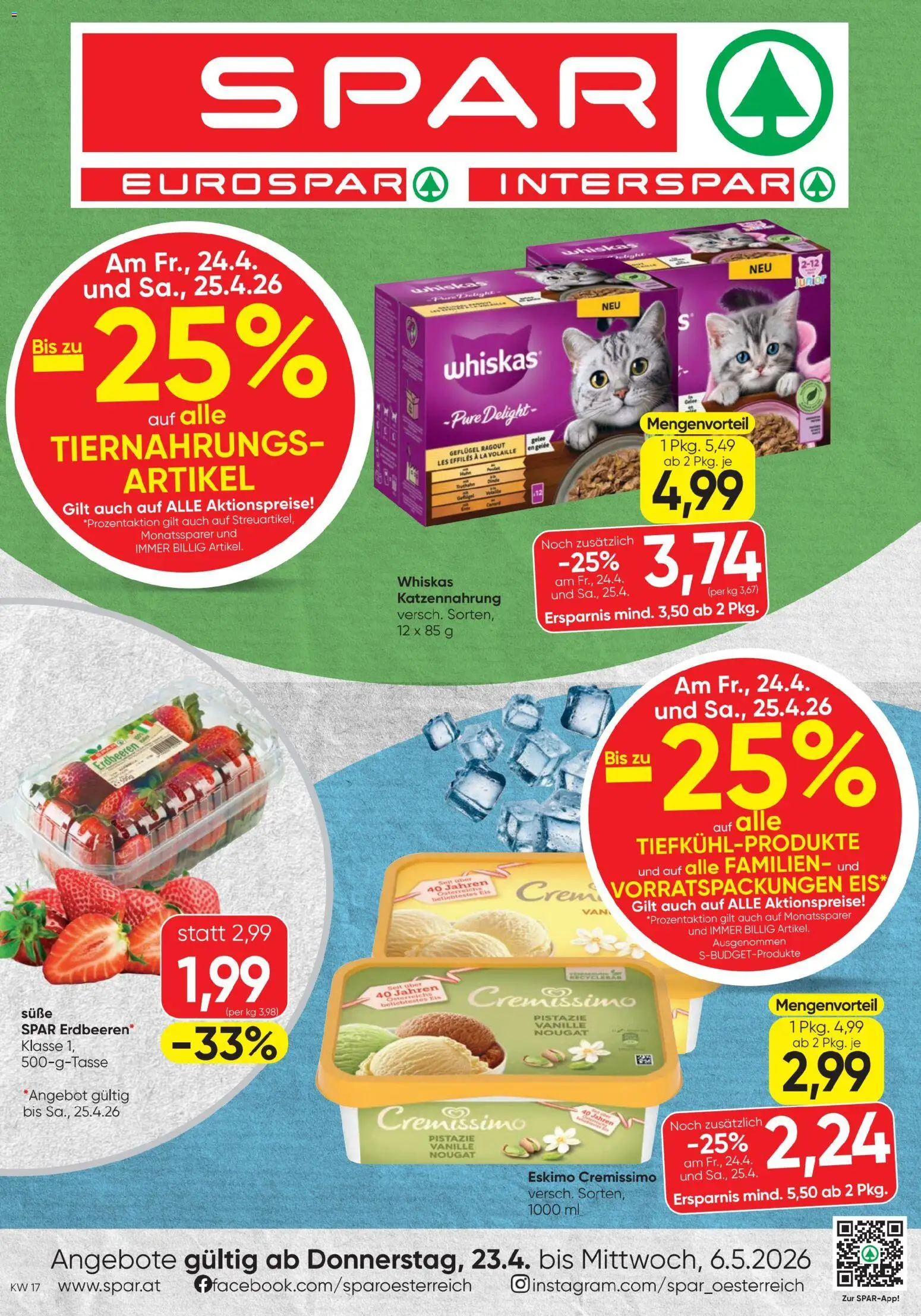 Vorschau der Angebote: Spar Spar - Flugblatt gültig ab 23.04.2026 - Erdbeeren, Pistazie, Vanille