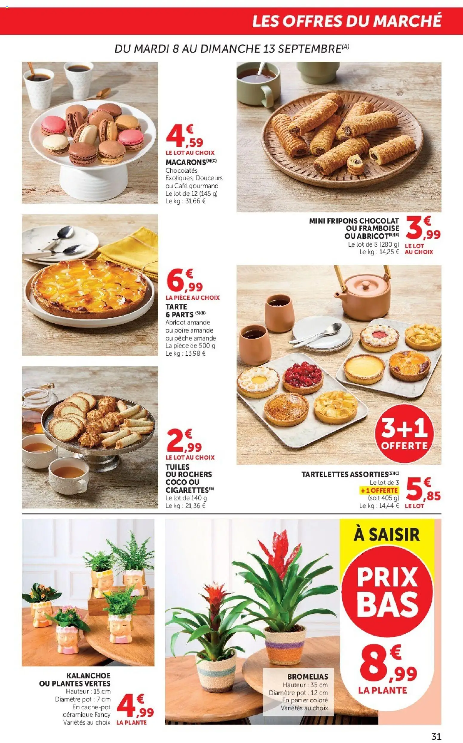 Prévisualisation de Super U catalogue du magasin Super U formulaire valide 08/09/2026 - Café, Macarons, Pêche, Amande, Tarte, Poire, Panier, Plantes vertes