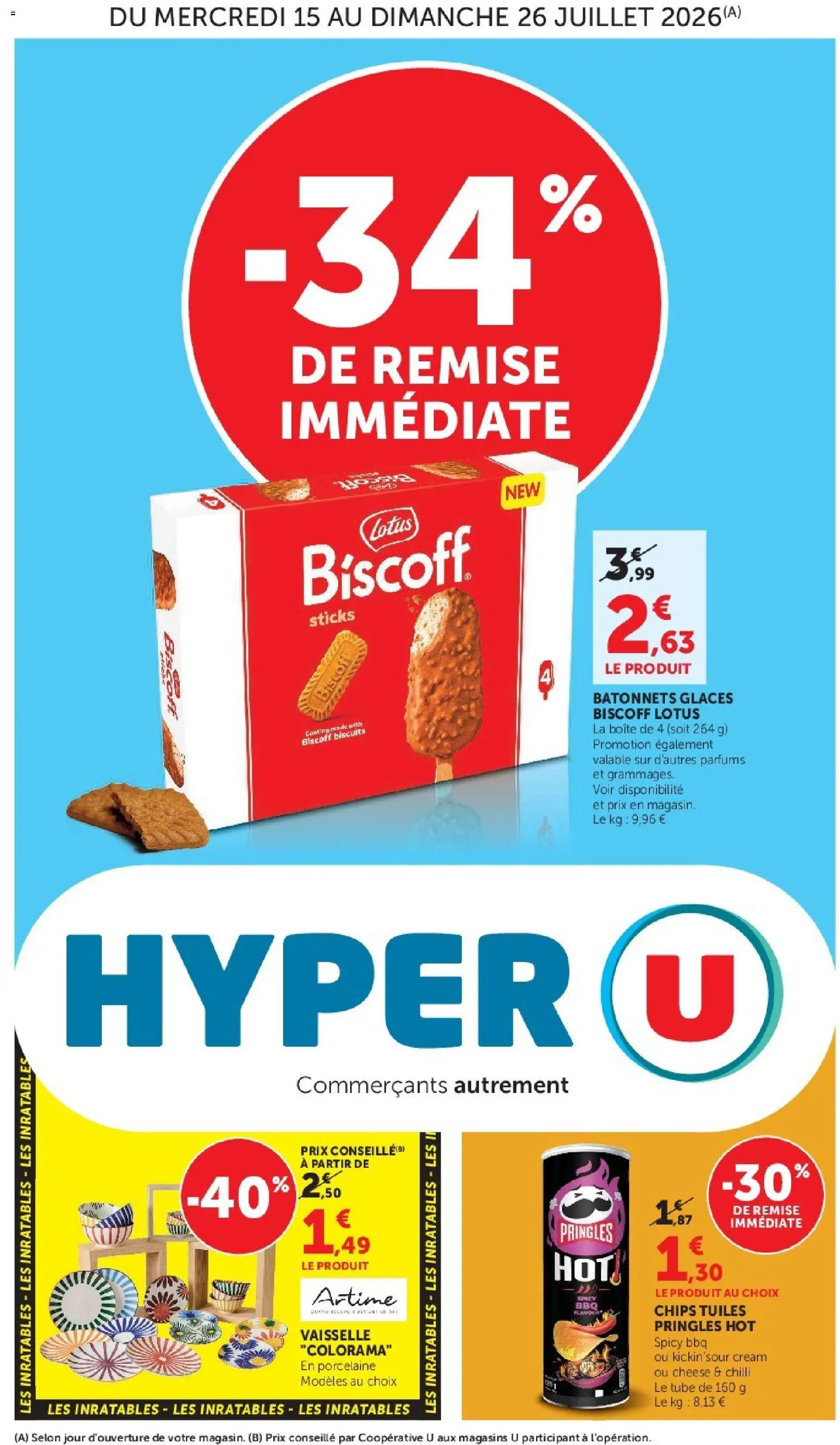 Prévisualisation de Hyper U catalogue du magasin Hyper U formulaire valide 15/07/2026 - Parfums, Lotus, Vaisselle, Chips, Glaces, Biscuits, Pringles, Porcelaine