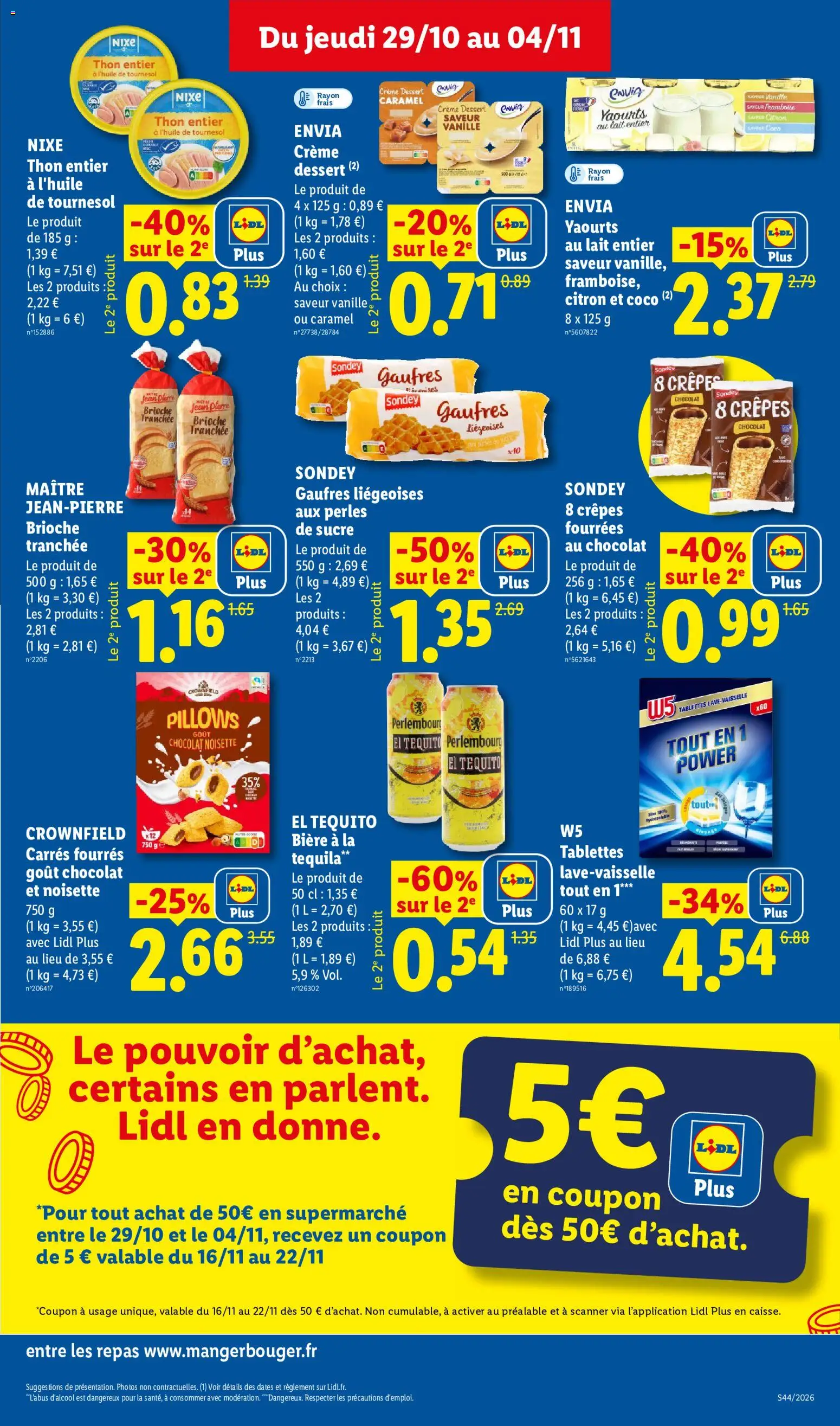 Prévisualisation de LIDL catalogue du magasin LIDL formulaire valide 29/10/2026 - Dessert, Bière, Citron, Tequila, Biscuits, Lait entier, El Tequito Bière, Crêpes fourrees