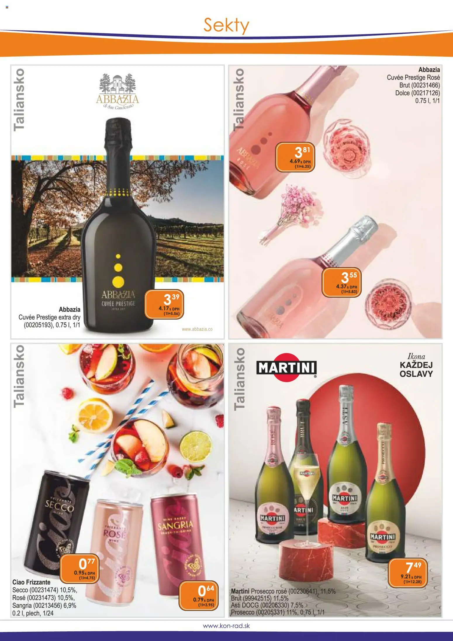 Náhľad KON - RAD letáku platného od 01.11.2026 - Prosecco, Martini, Martini Prosecco