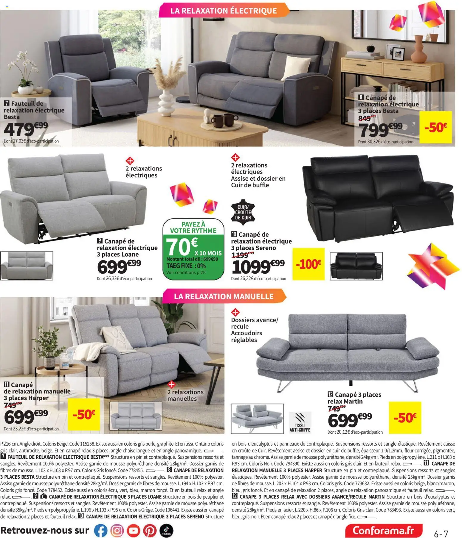 Prévisualisation de Conforama catalogue du magasin Conforama formulaire valide 25/08/2026 - Canapé, Fauteuil, Chaise, Mousse, Chaise longue, Canapé d’angle