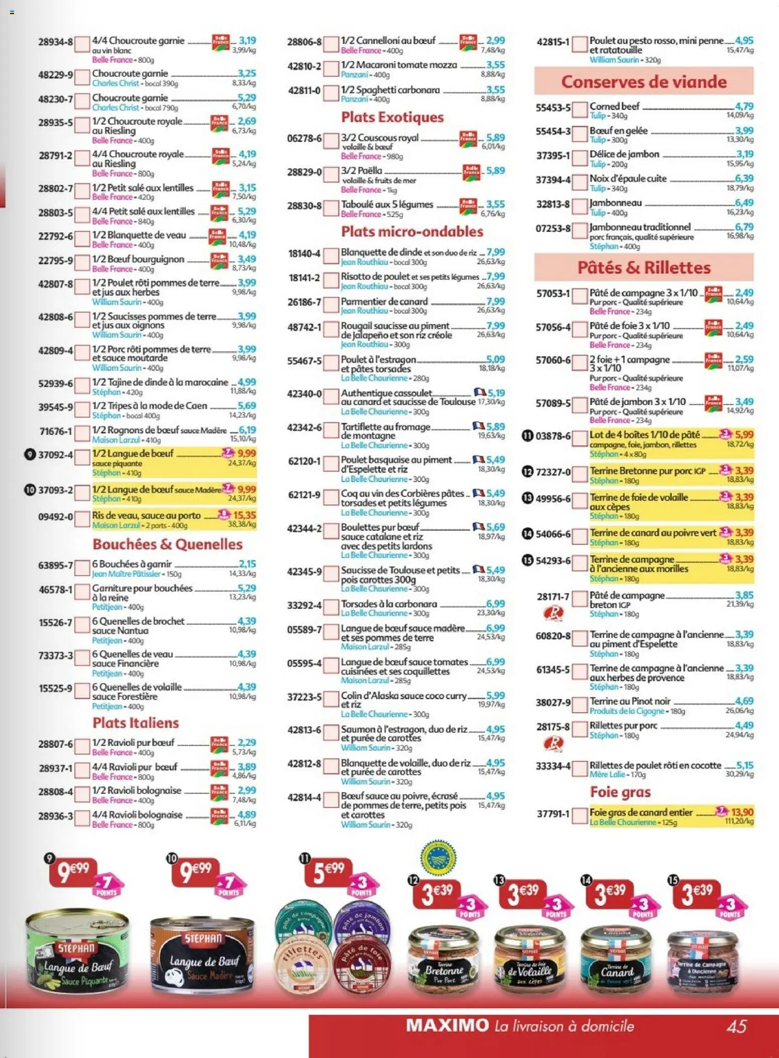 Prévisualisation de Maximo catalogue epicerie du magasin Maximo formulaire valide 26/10/2026 - Blanquette de veau, Couscous, Jean, Canard, Pâte, Pâtes, Taboulé, Saucisse de Toulouse