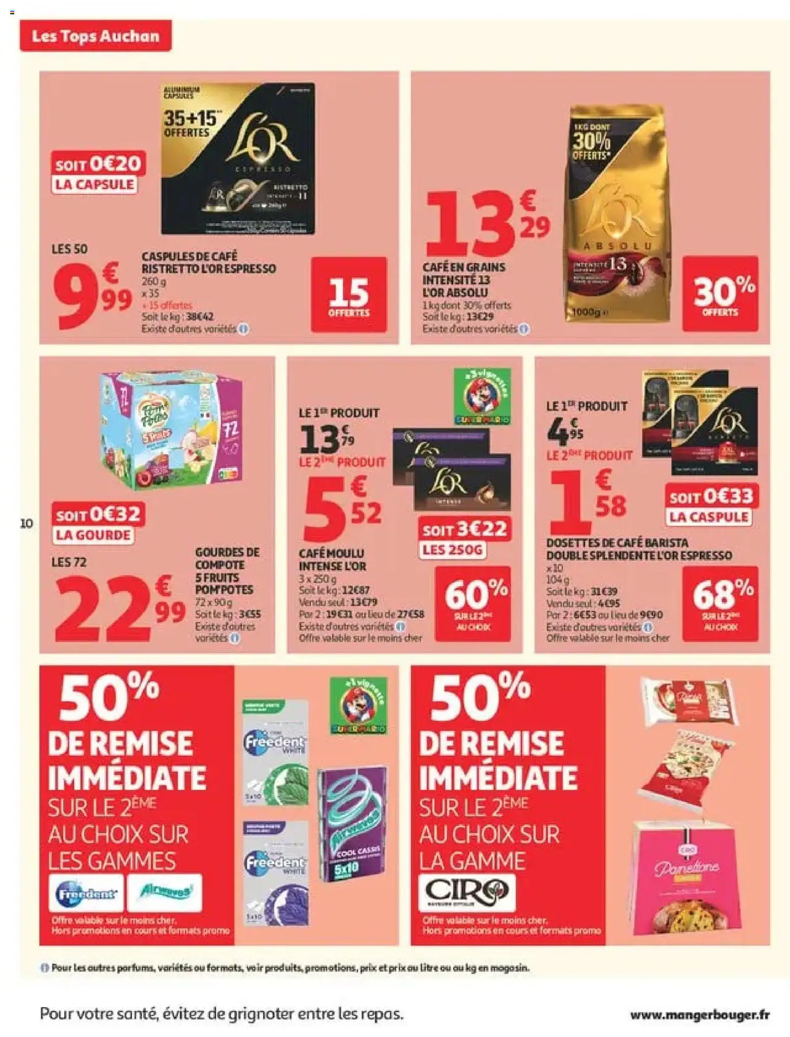 Prévisualisation de Auchan Tops rentrée supers du magasin Auchan formulaire valide 01/09/2026 - Café, Fruits, Gourde, Café en grains, Capsules, Café moulu, Pom'potes, L'or espresso