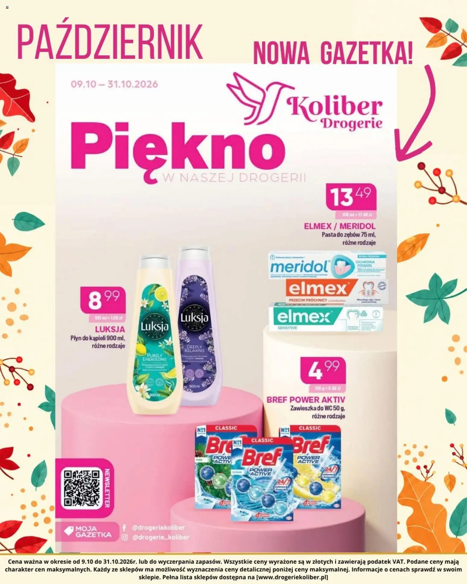 Pogląd gazetki "Koliber gazetka - Październik" ze sklepu Koliber ważnej od 09.10.2026 - Pasta, Pasta do zębów, Płyn do kąpieli