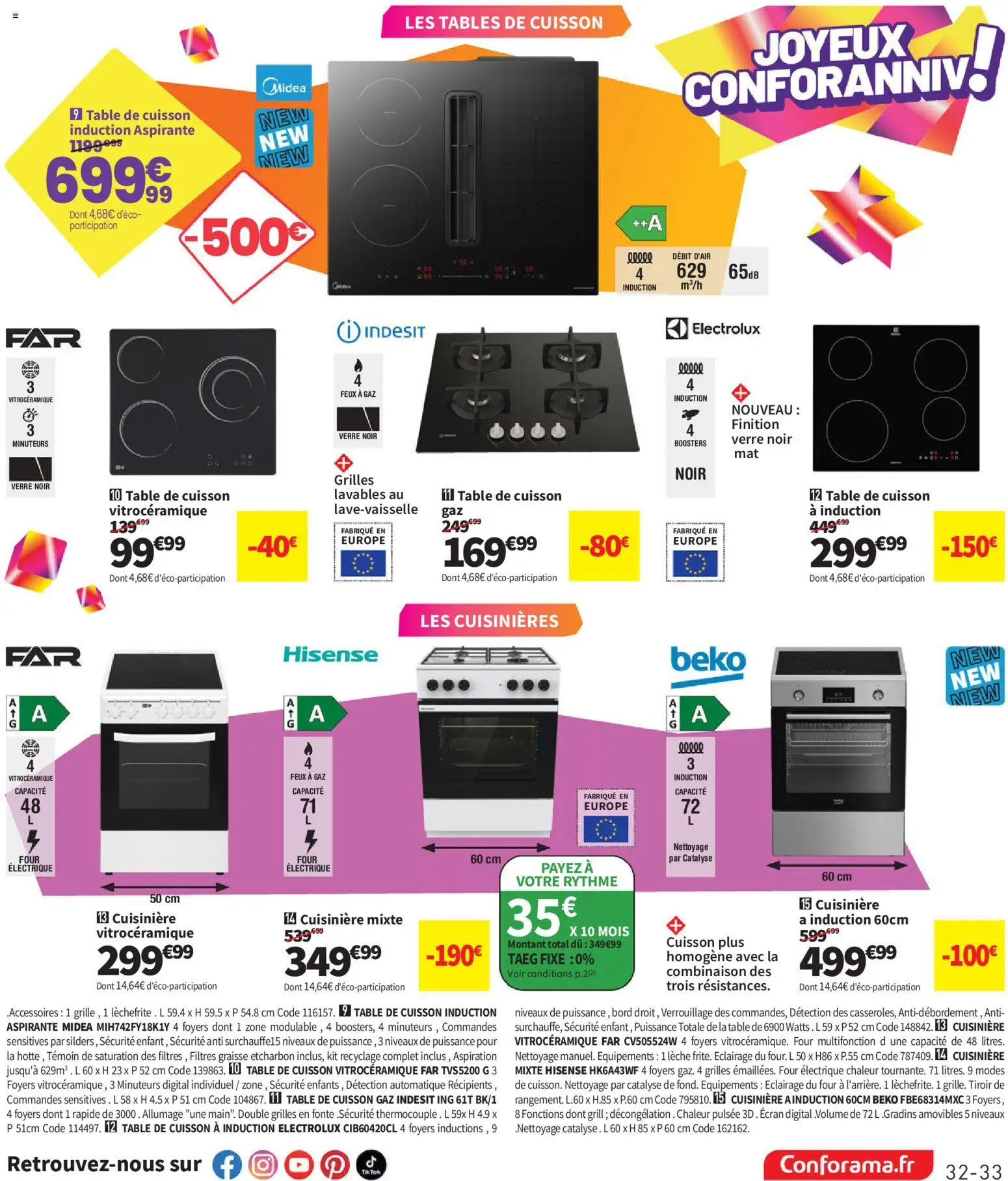 Prévisualisation de Conforama catalogue du magasin Conforama formulaire valide 25/08/2026 - Four, Table, Four électrique, Cuisinière, Grill, Combinaison, Cuisinière vitrocéramique, Cuisinière mixte