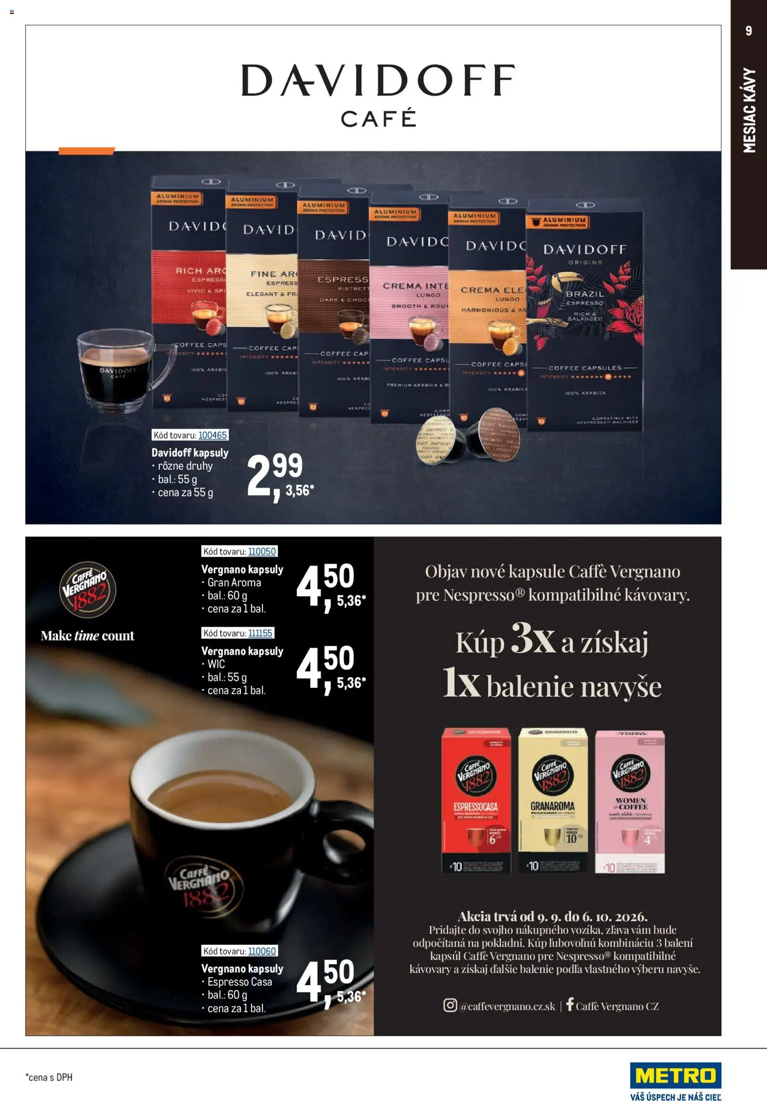 Náhľad Metro letáku platného od 09.09.2026 - Davidoff, Kapsule