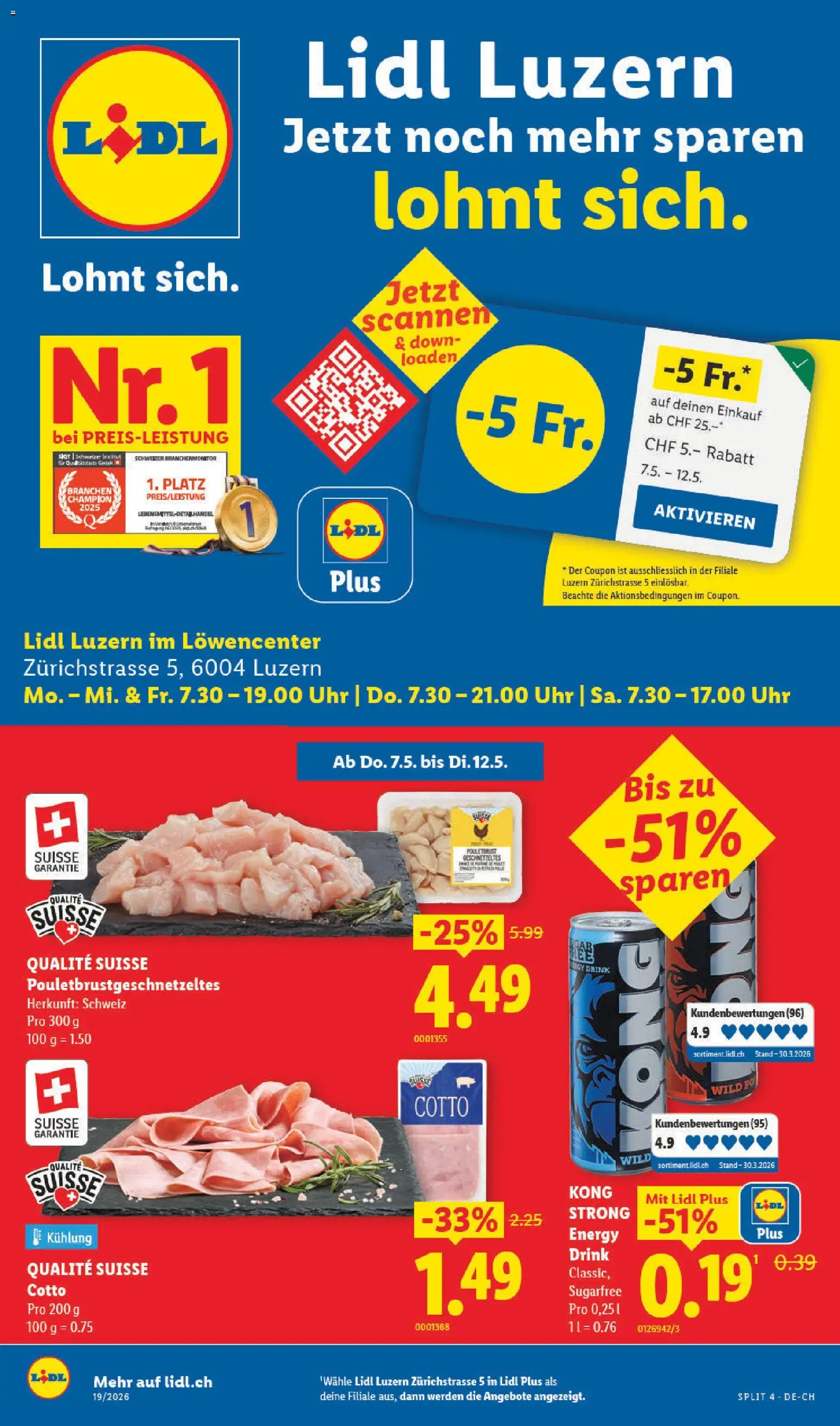 Vorschau des Merkblatts Lidl Aktionen Neueröffnung Luzern vom Shop Lidl gültig von 07.05.2026 bis 12.05.2026