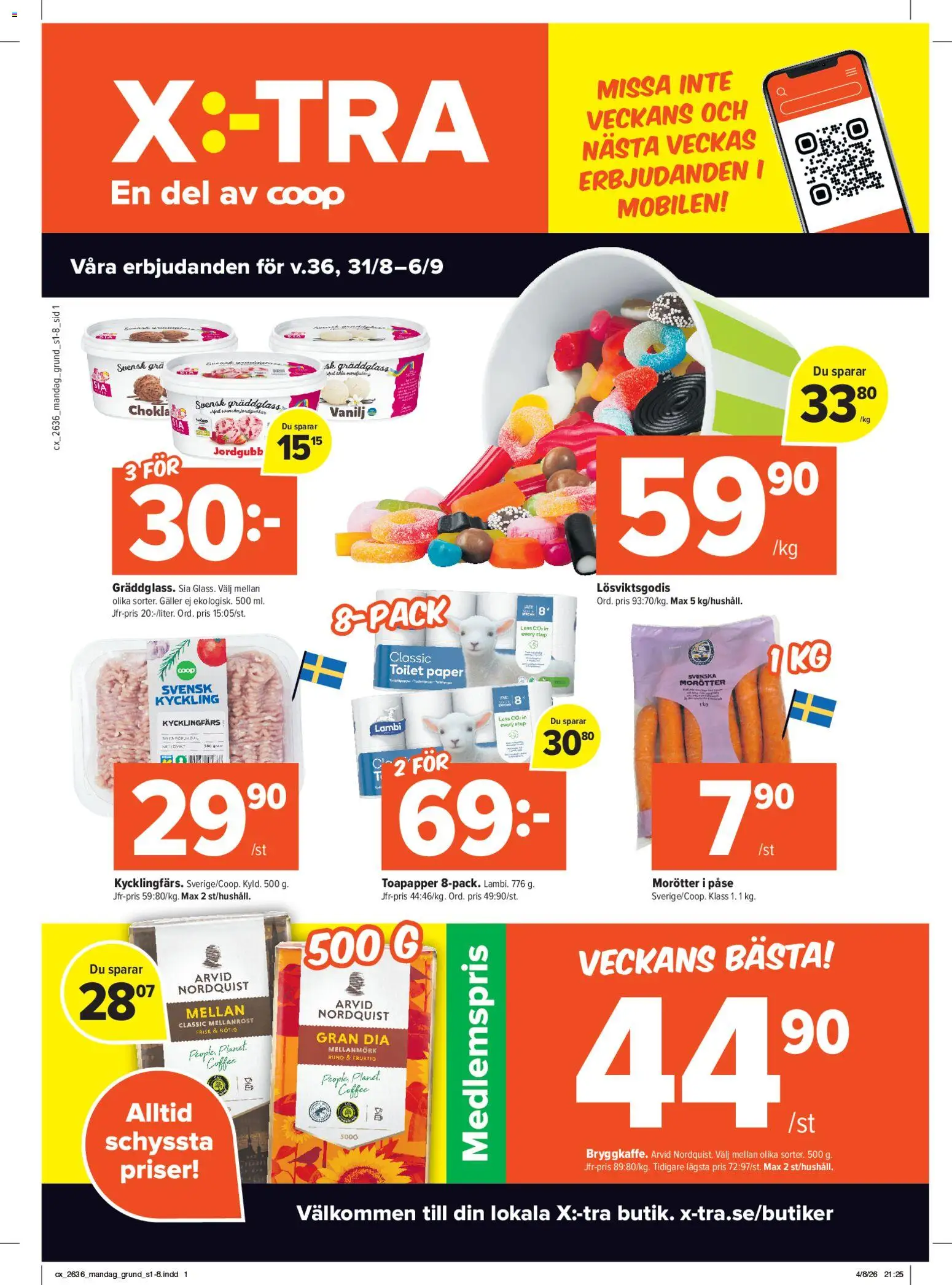 Förhandsgranska reklamblad Coop X:-TRA erbjudanden från butik Coop X:-TRA gäller från 31/08/2026