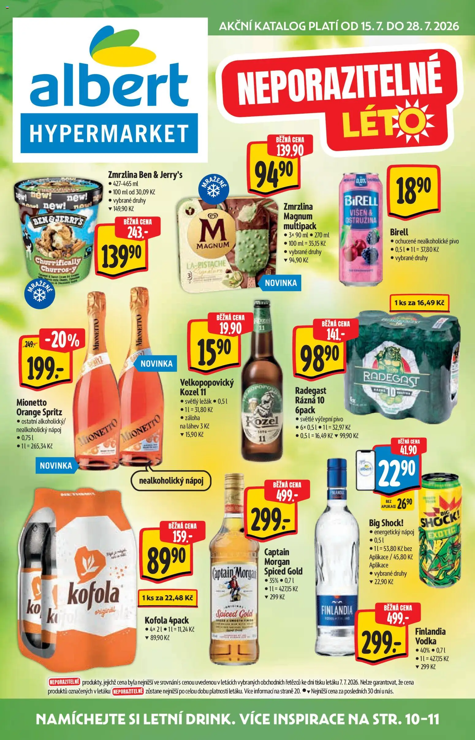 Náhled nabídky: Albert Albert katalog - Hypermarket platný od 15.07.2026 - Pivo, Zmrzlina, Vodka, Birell, Energy drink, Energetický nápoj, Spritz, Radegast Rázna 10