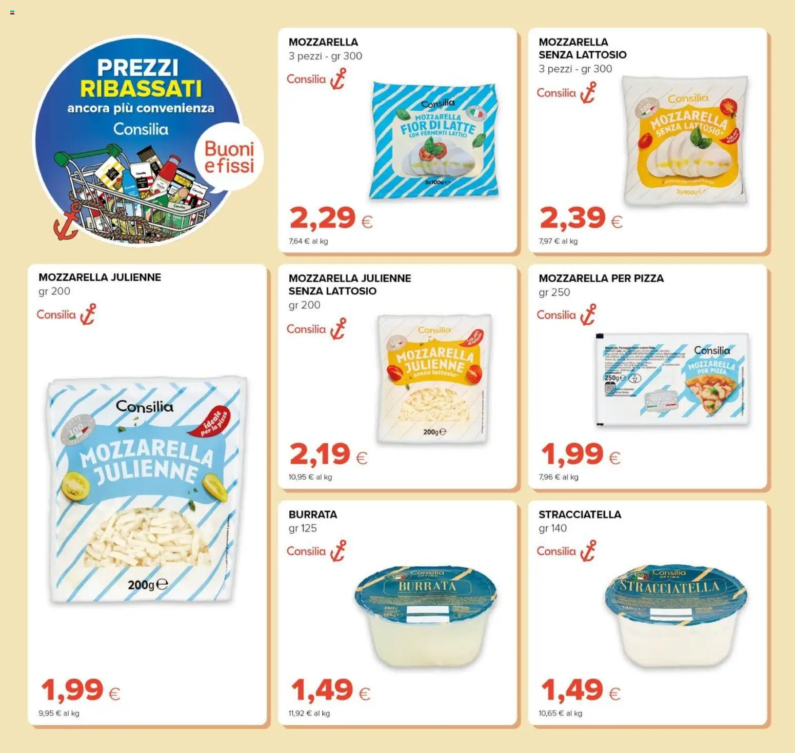 Anteprima dell'opuscolo Oasi volantino Prezzi Ribassati dal negozio Oasi valido da 21/08/2026 - Pizza, Latte, Mozzarella, Burrata, Stracciatella, Senza lattosio, Mozzarella julienne