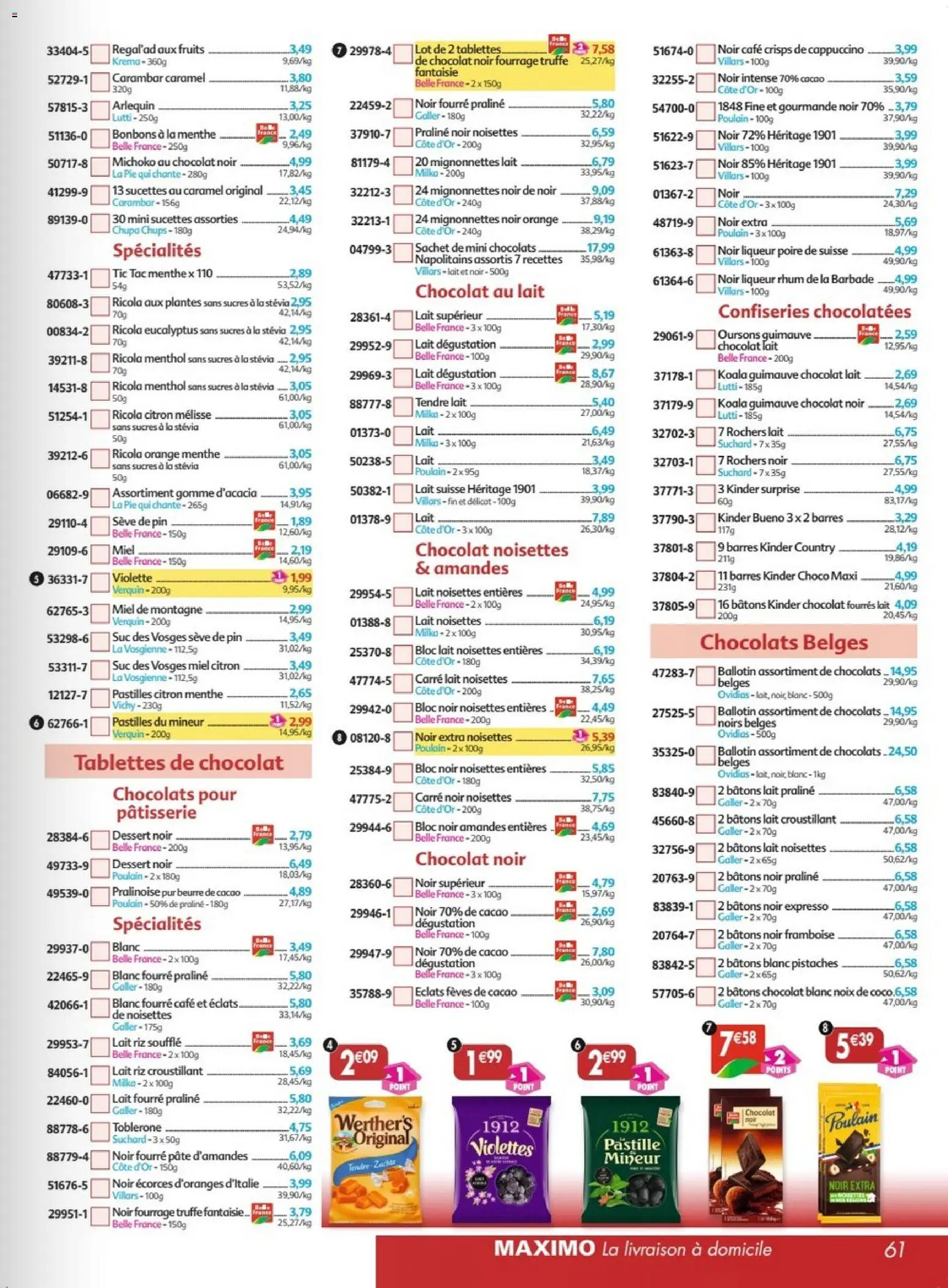 Prévisualisation de Maximo catalogue epicerie du magasin Maximo formulaire valide 26/10/2026 - Rhum, Lait, Kinder Bueno, Confiseries, Carambar, Chocolat noir, Sucettes, Tablettes de chocolat