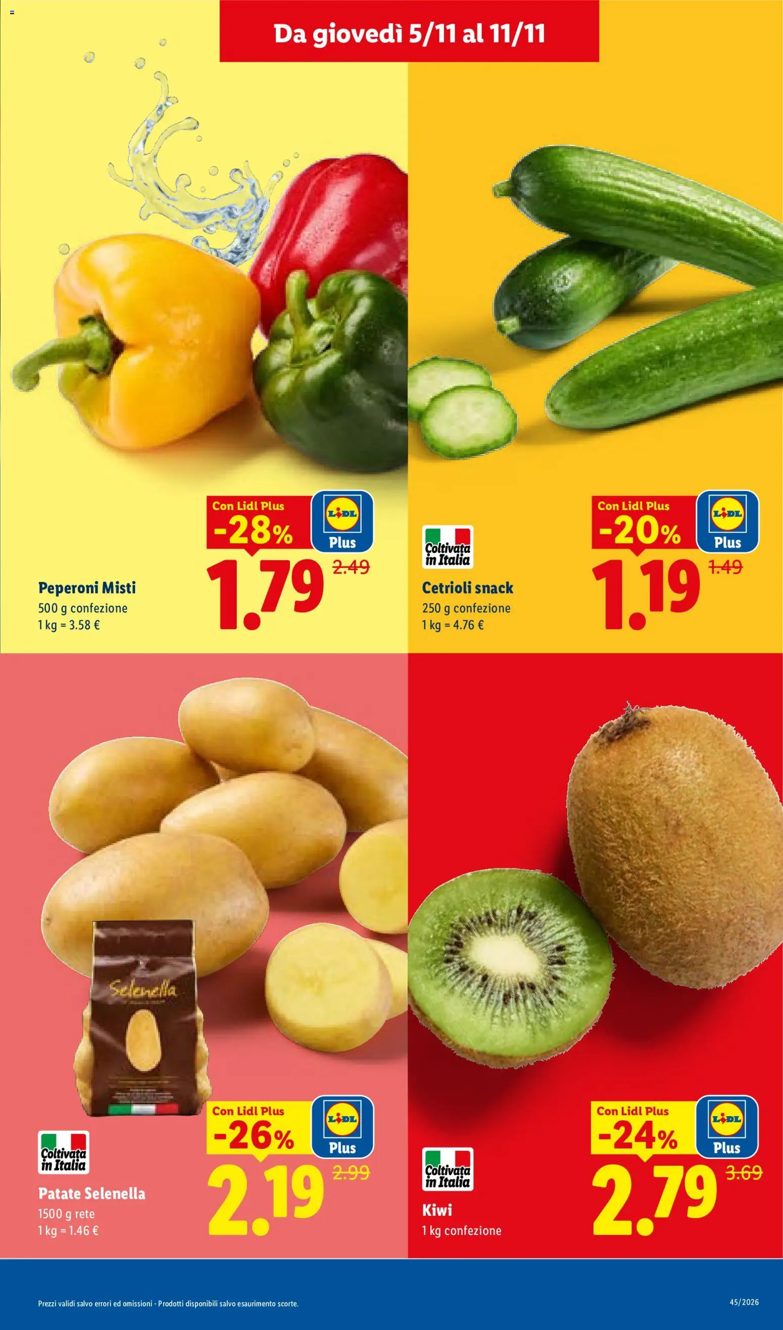 Anteprima dell'opuscolo Lidl volantino Sicilia dal negozio Lidl valido da 02/11/2026 - Kiwi, Cetrioli, Peperoni, Patate