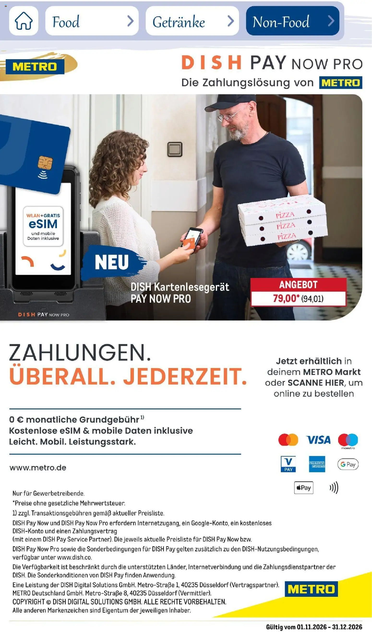 Vorschau von dem Prospekt des Geschäftes Metro, gültig ab dem 01.11.2026 - Pizza