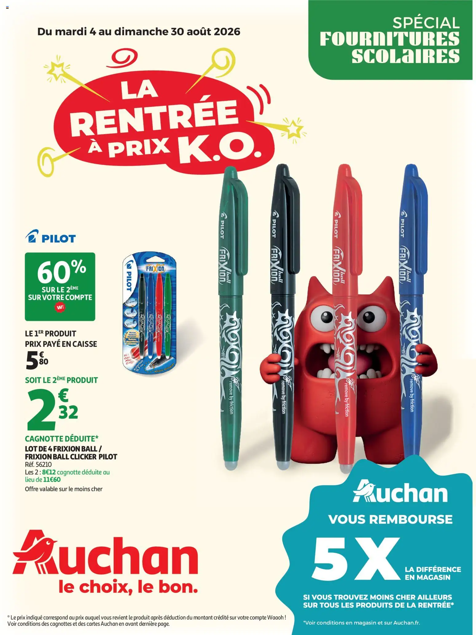 Voorbeeld van Auchan Rentrée scolaire hypers van winkel Auchan geldig vanaf 04/08/2026 - La