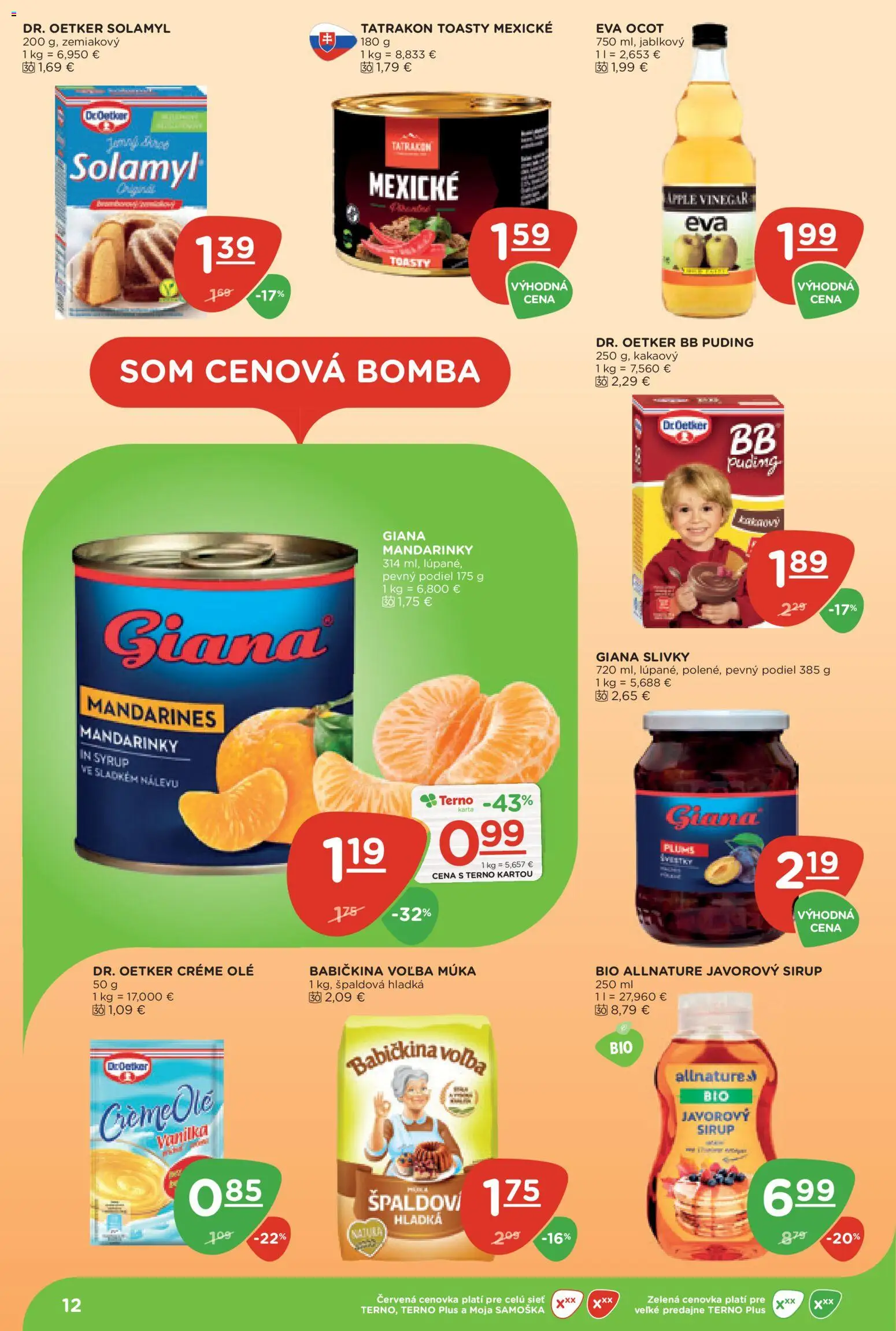 Náhľad Terno letáku platného od 10.09.2026 - Puding, Sirup, Ocot, Javorový sirup, Vanilka, Slivky, Toasty, Múka