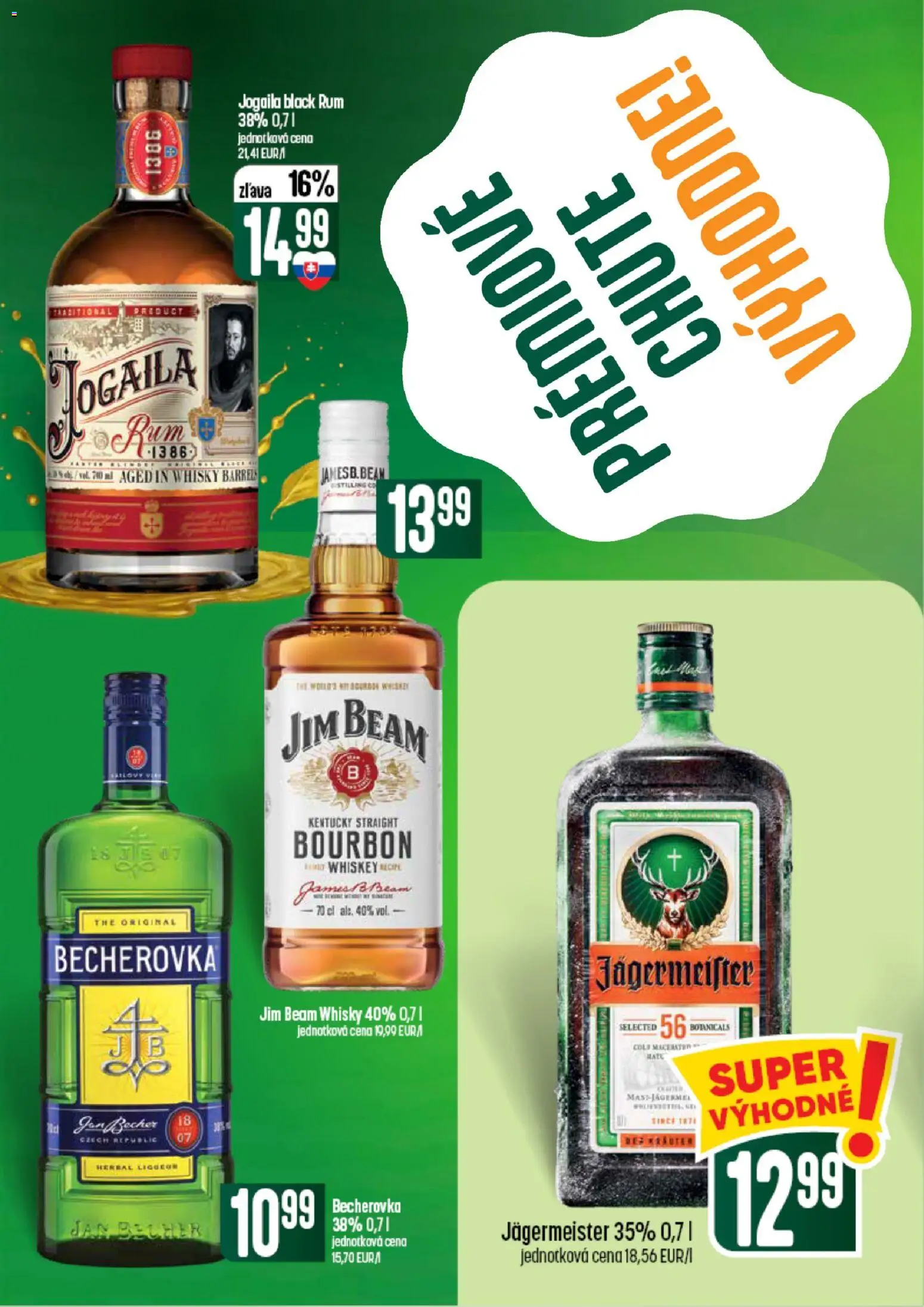 Náhľad COOP Jednota letáku platného od 10.09.2026 - Rum, Jägermeister, Whisky, Becherovka, Jim Beam, Bourbon