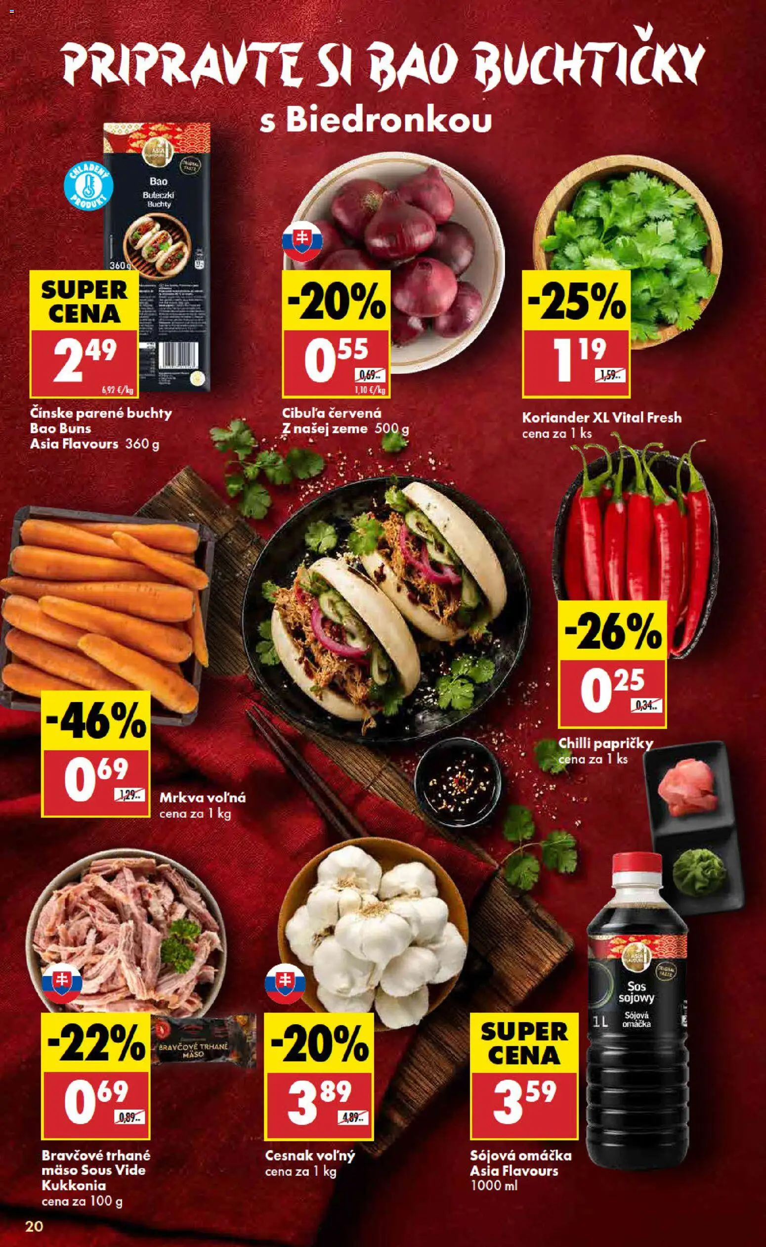 Náhľad Biedronka letáku platného od 15.10.2026 - Mäso, Koriander, Cesnak, Cibuľa, Chilli, Omáčka, Sójová omáčka, Cibuľa červená
