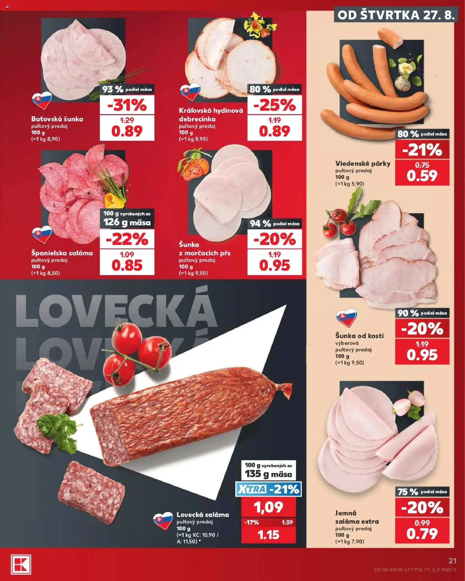 Náhľad Kaufland letáku platného od 27.08.2026 - Šunka, Párky, Saláma