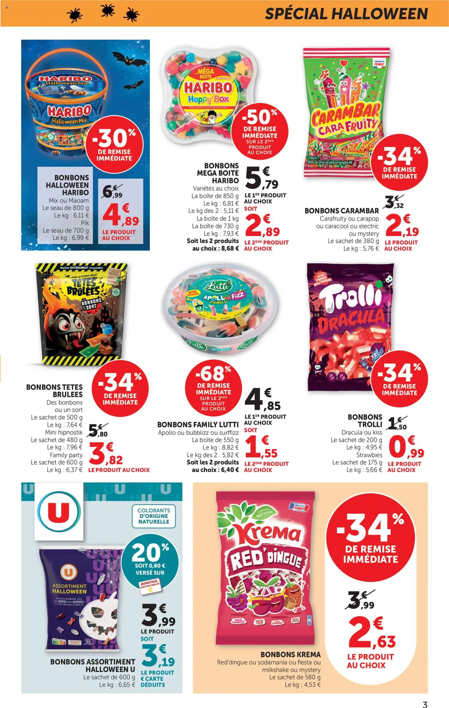 Prévisualisation de bi1 Catalogue halloween du magasin bi1 formulaire valide 20/10/2026 - Bonbons, Fraise, Framboise, Cerise, Carambar, Boîte Haribo