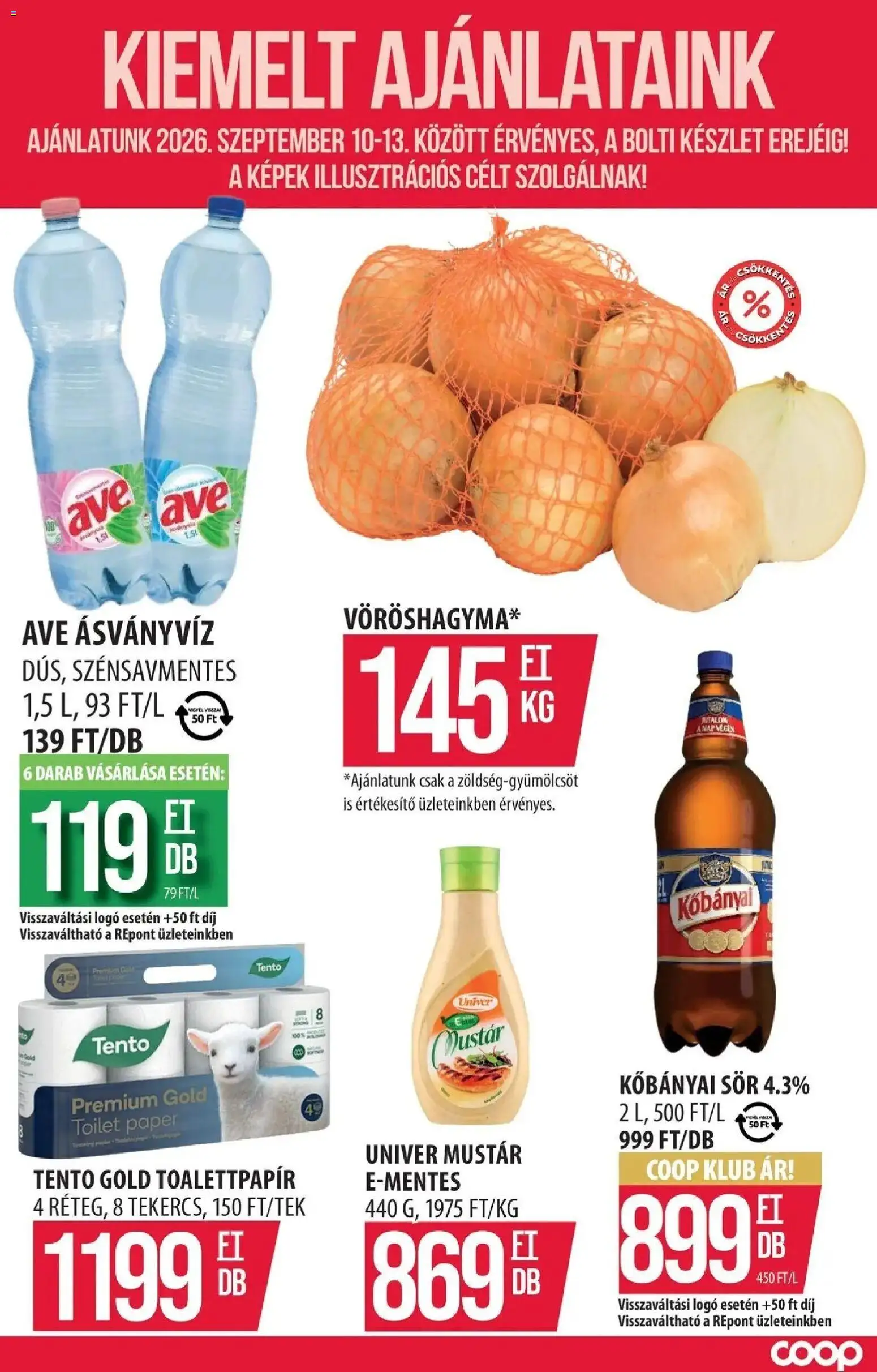 COOP Szolnok - COOP Szolnok akciós újság Debrecen megtekintése, amely érvényes 2026.09.10.-től - Univer, Sör, Kőbányai, Kőbányai sör, Ásványvíz, Mustár, Toalettpapír, Tento