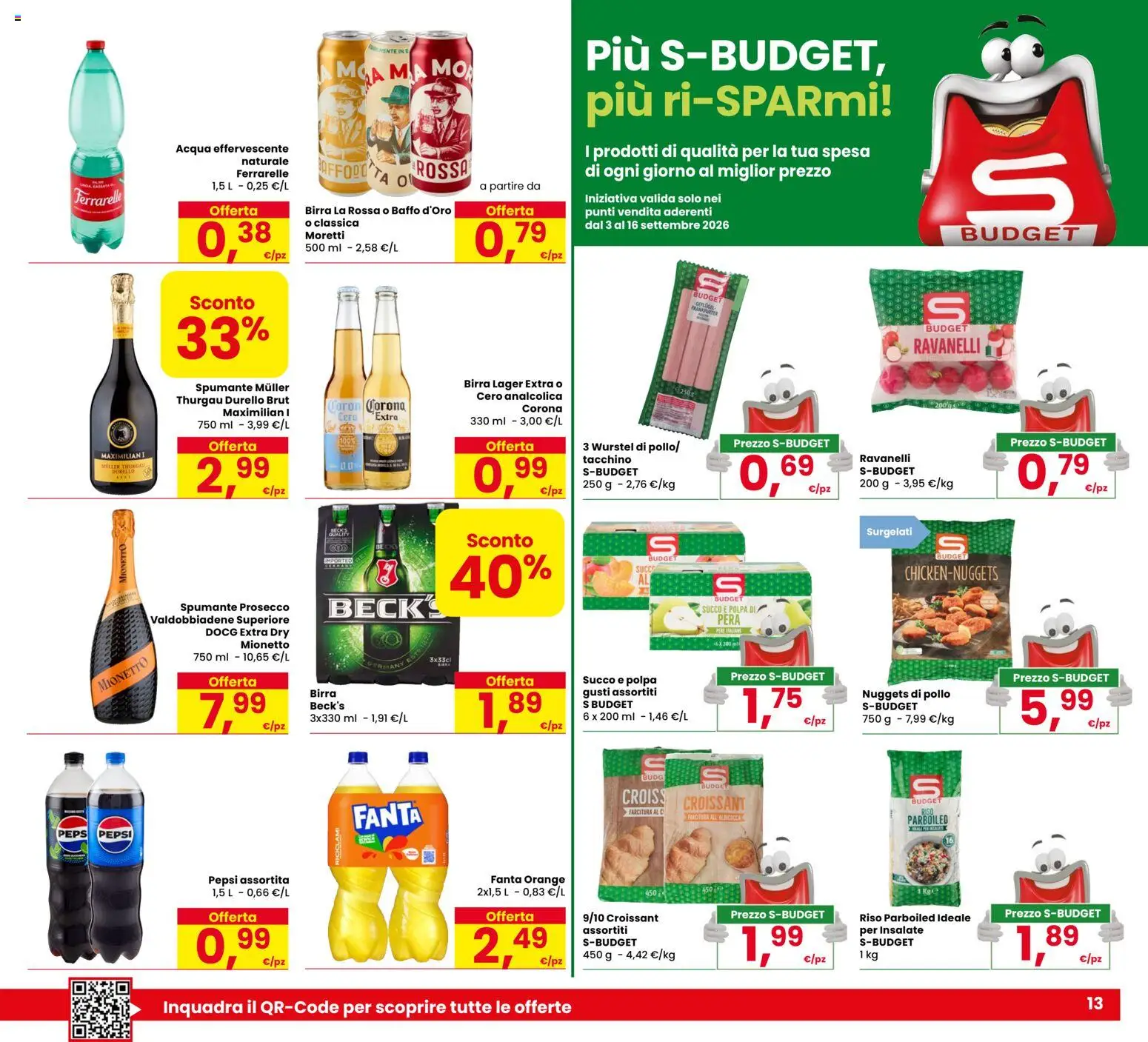 Anteprima dell'opuscolo Eurospar volantino Rovereto dal negozio Eurospar valido da 03/09/2026 - Acqua, Wurstel, Croissant, Riso, Pepsi, Riso parboiled, Succo, Birra Beck's