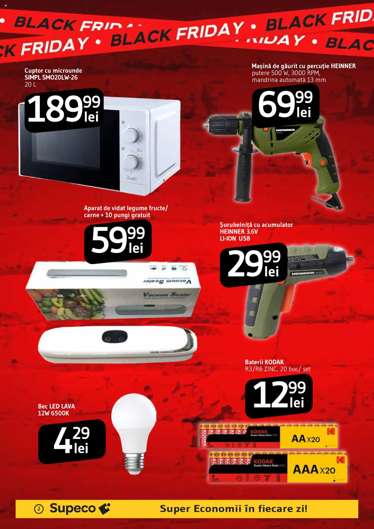 Previzualizarea de cataloage: Supeco Supeco Black Friday valabil de la 22.10.2026 - Bec, Black, Cuptor, Legume, Usb, Aparat, Baterii, Mașină de găurit