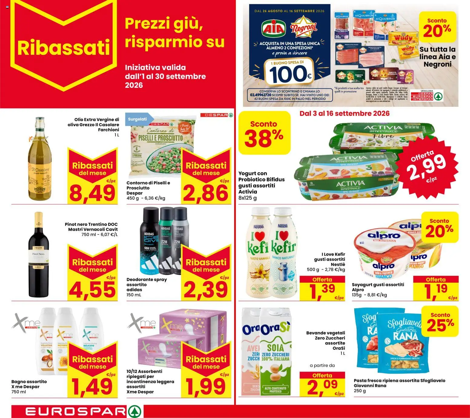 Anteprima dell'opuscolo Eurospar volantino Rovereto dal negozio Eurospar valido da 03/09/2026 - Mango, Pasta, Olio, Prosciutto, Deodorante, Assorbenti, Bevande, Olio extra vergine