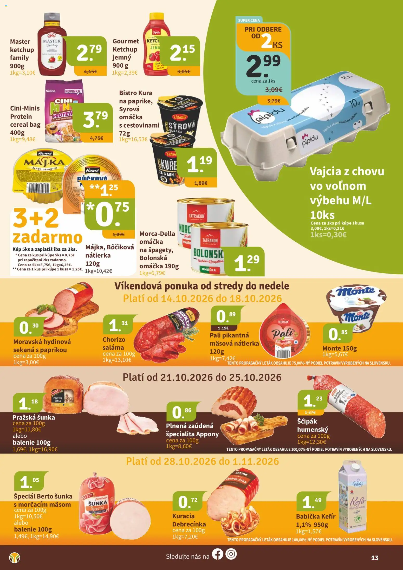 Náhľad Nitrazdroj letáku platného od 16.10.2026 - Protein, Kefír, Vajcia, Šunka, Omáčka, Nátierka, Saláma