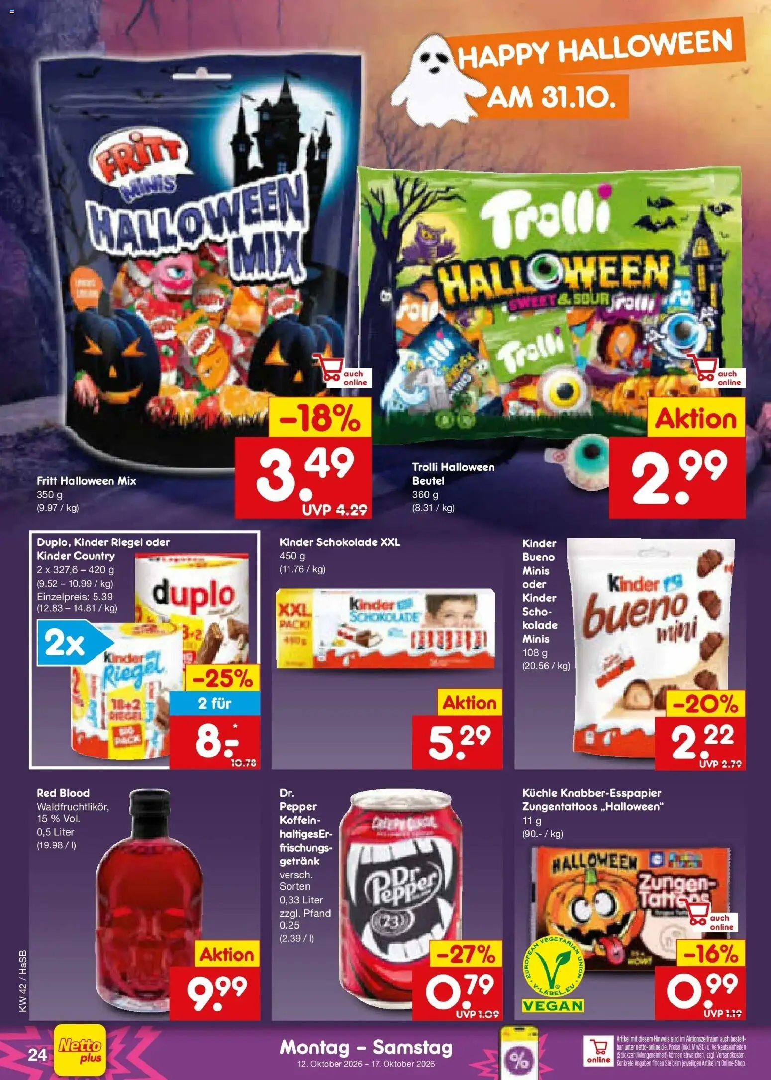Vorschau von dem Prospekt des Geschäftes Netto Marken-Discount, gültig ab dem 12.10.2026 - Schokolade, Kinder bueno, Kinder schokolade, Kinder riegel, Kinder country
