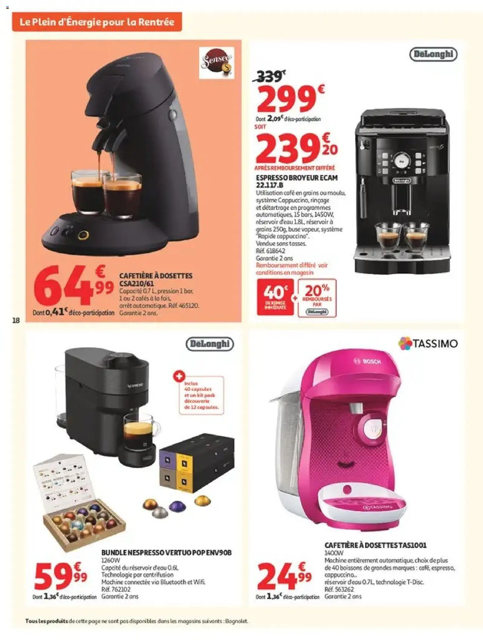 Prévisualisation de Auchan Ménage rentrée hypers du magasin Auchan formulaire valide 08/09/2026 - Café, Nespresso, Cafetière, Tassimo, Café en grains, Capsules, Boissons, Réservoir d'eau
