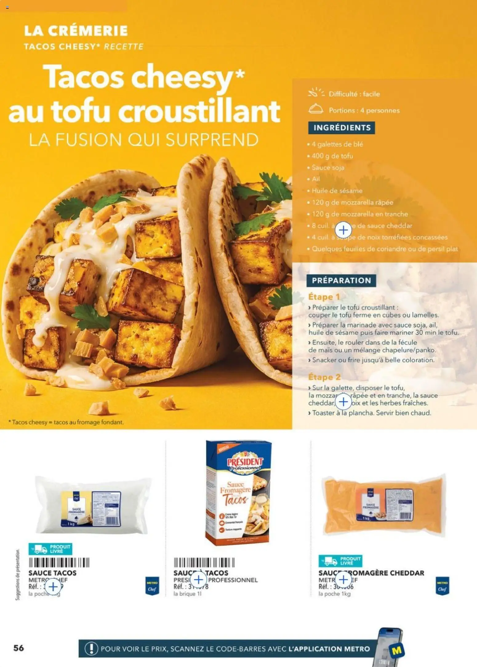 Prévisualisation de METRO - Restauration rapide du magasin METRO formulaire valide 14/04/2026 - Fromage, Livre, Tofu, Mozzarella, Sésame, Noix, Sauce soja, Toaster