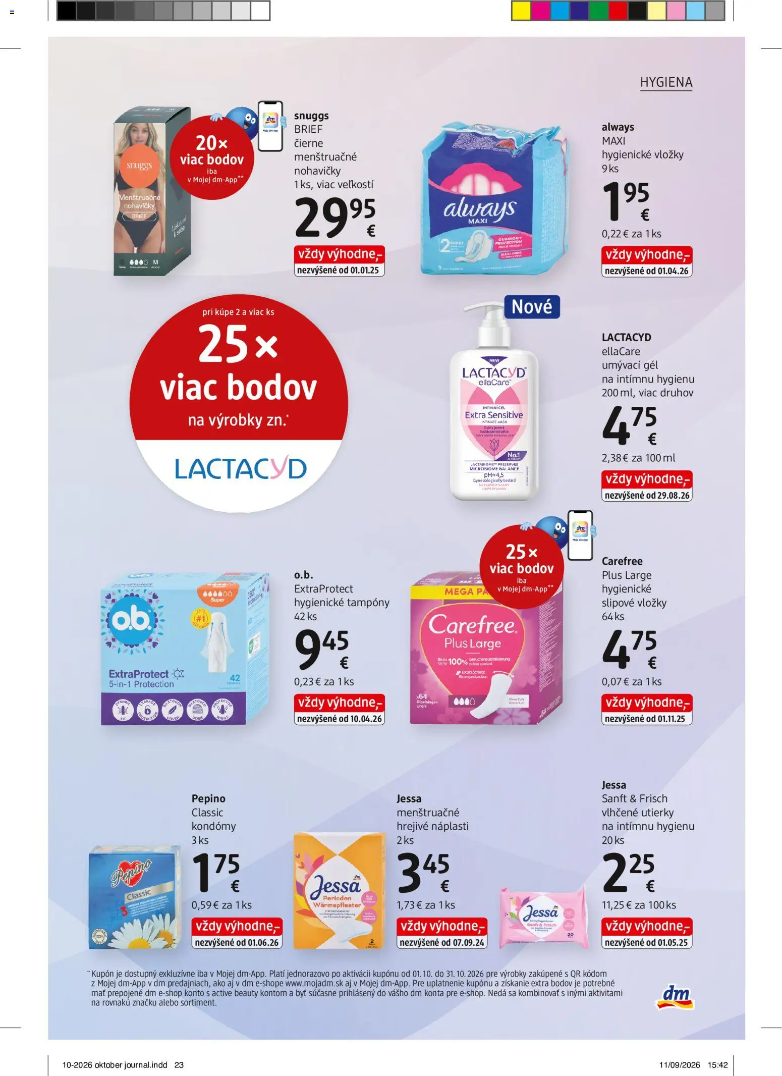 Náhľad dm drogerie letáku platného od 01.10.2026 - Nohavičky, Lactacyd, Utierky